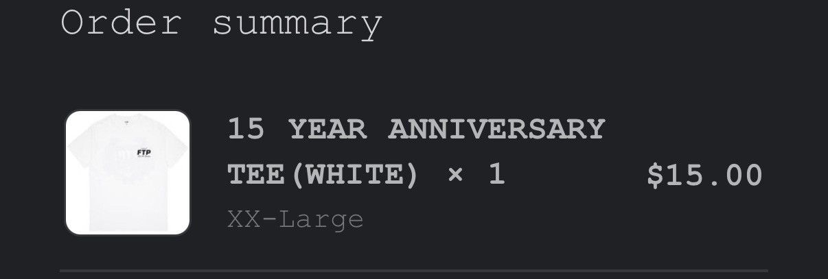 FTP 15 YEAR ANNIVERSARY TEE(WHITE) Size: XXL - www.joarbit.com