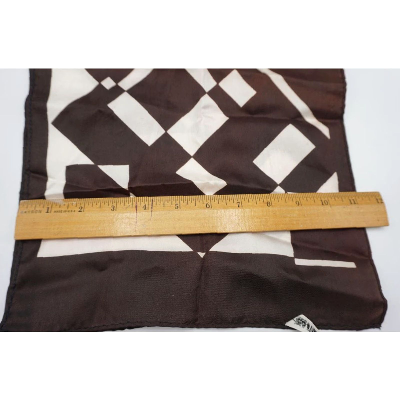 Vintage Vintage Womens Scarf 1960s Brown White Geometric Acetate Made in Japan Size ONE SIZE - 6 Thumbnail