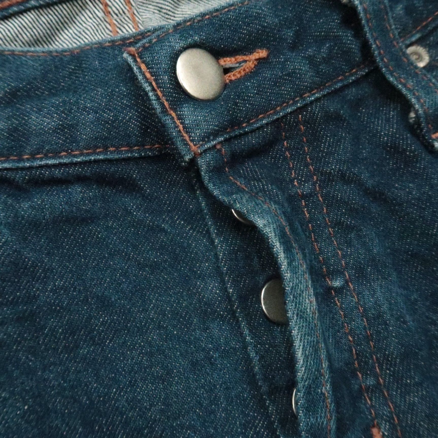 Vintage Naked & Famous Denim Jeans Mens 34x31 Indigo Revival Selvedge Button Fly Slim Straight 5-Pocket Size US 34 / EU 50 - 5 Thumbnail