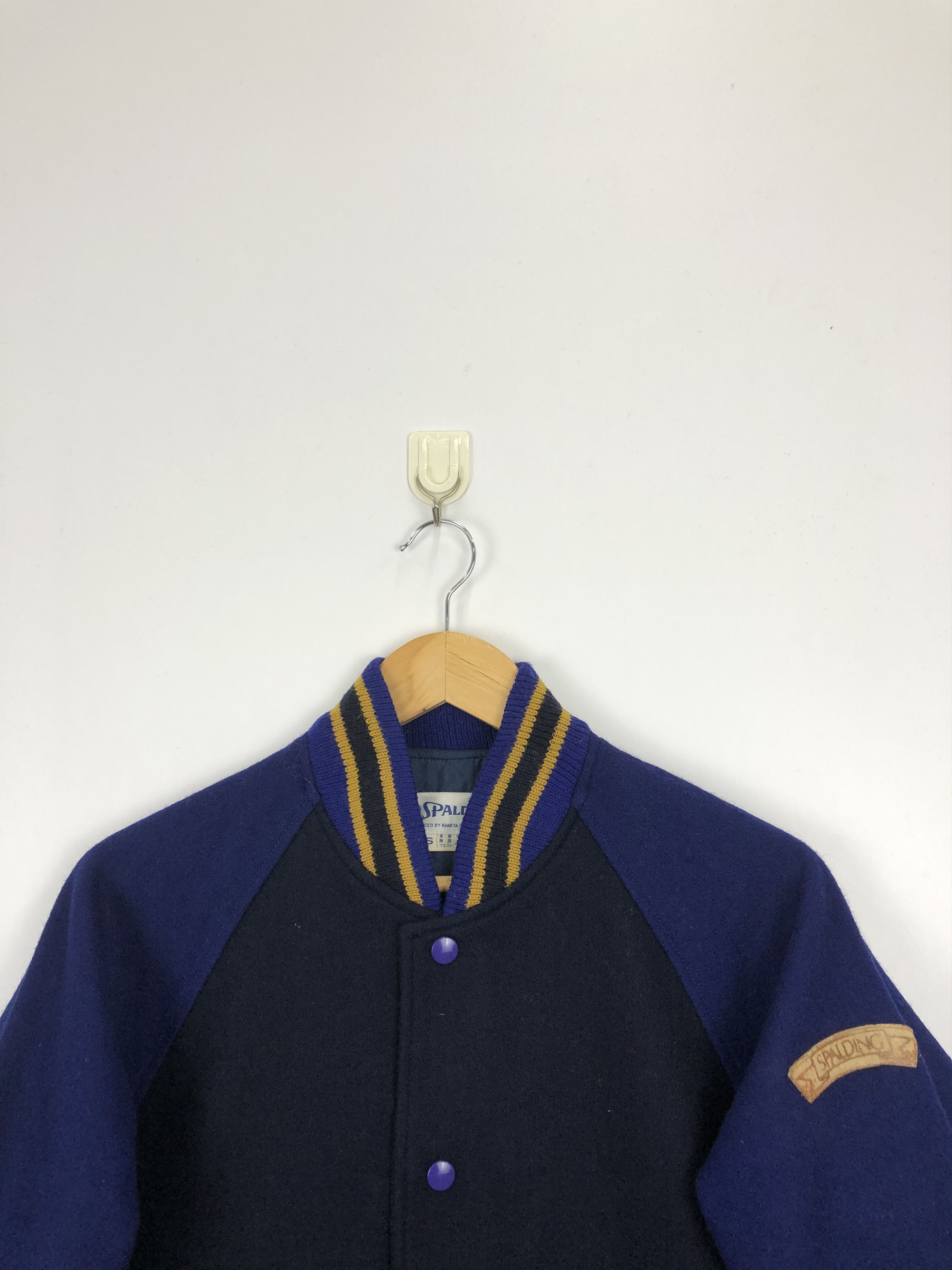Spalding Vintage 90s Spalding Wool Varsity Jacket Blue V0368 Size US S / EU 44-46 / 1 - 2 Thumbnail