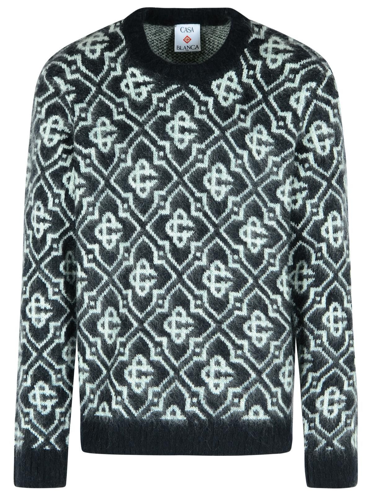 Casablanca CASABLANCA Black Mohair Blend Monogrammed Sweater Size US M / EU 48-50 / 2 - 1 Thumbnail