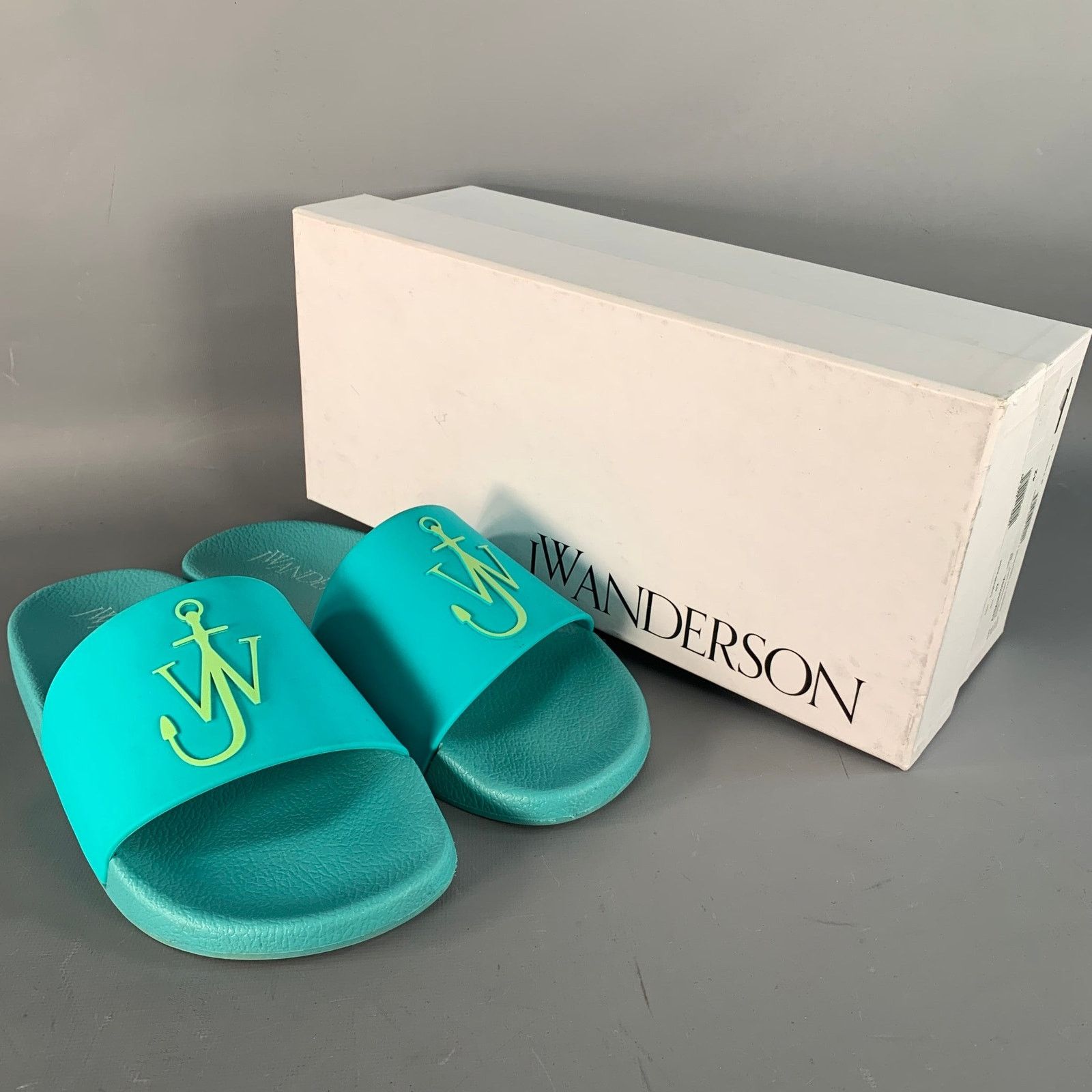 JW Anderson 9 Blue Green Anchor Logo Acetate Pool Slide Sandals Size US 9 / EU 42 - 9 Thumbnail
