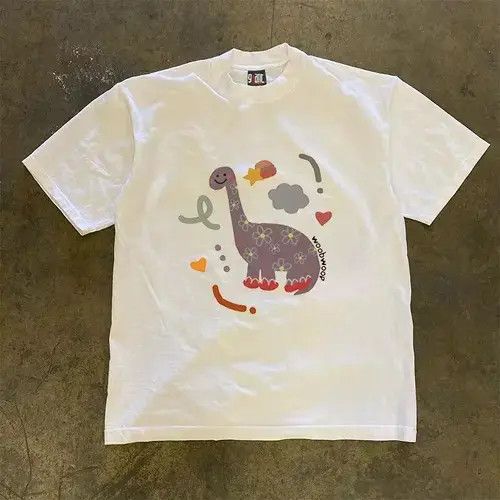 VIBE White vintage cotton t-shirt with dinosaur pattern Size US M / EU 48-50 / 2 - 3 Thumbnail