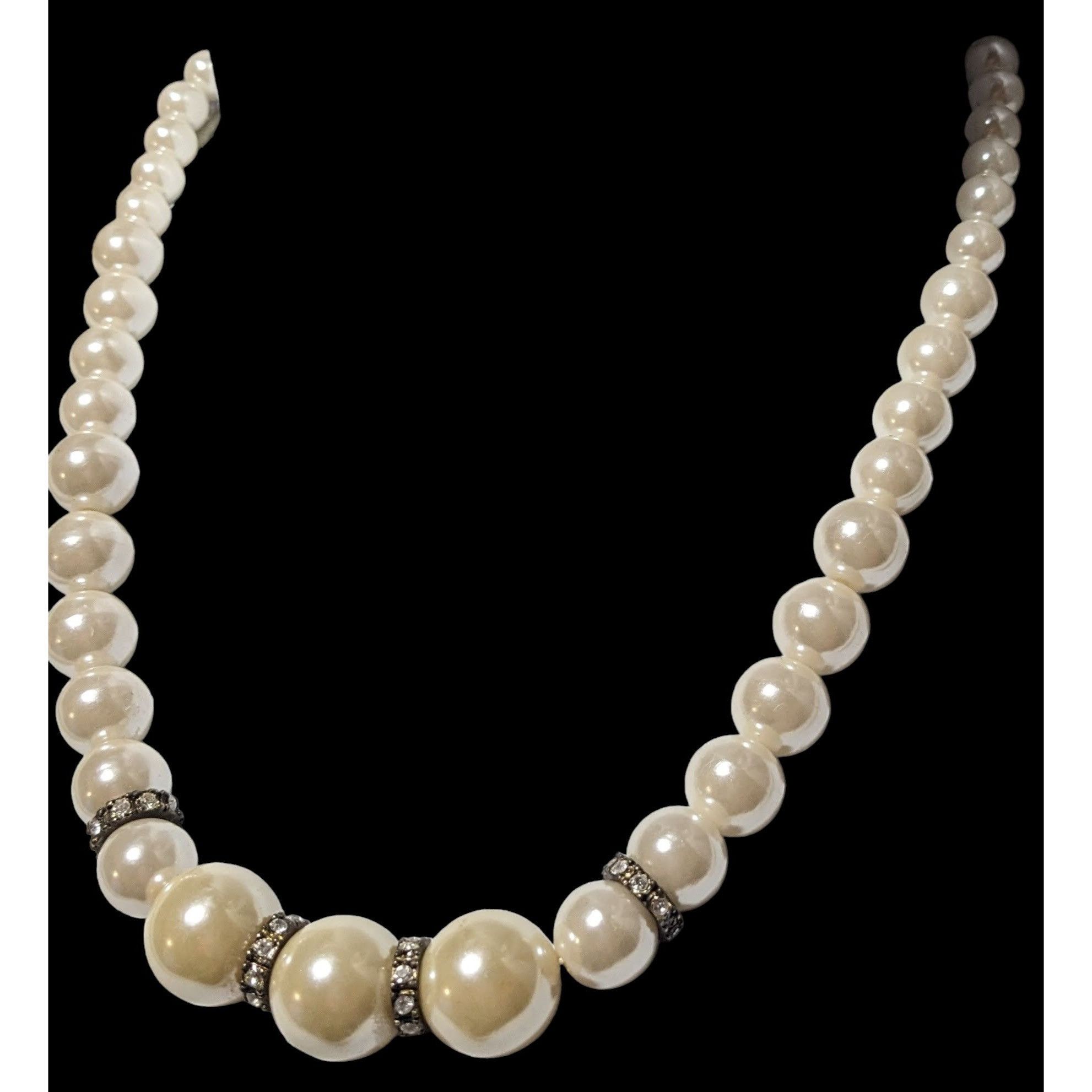 Other Graduated Faux Pearl Rhinestone Necklace Size ONE SIZE - 4 Thumbnail