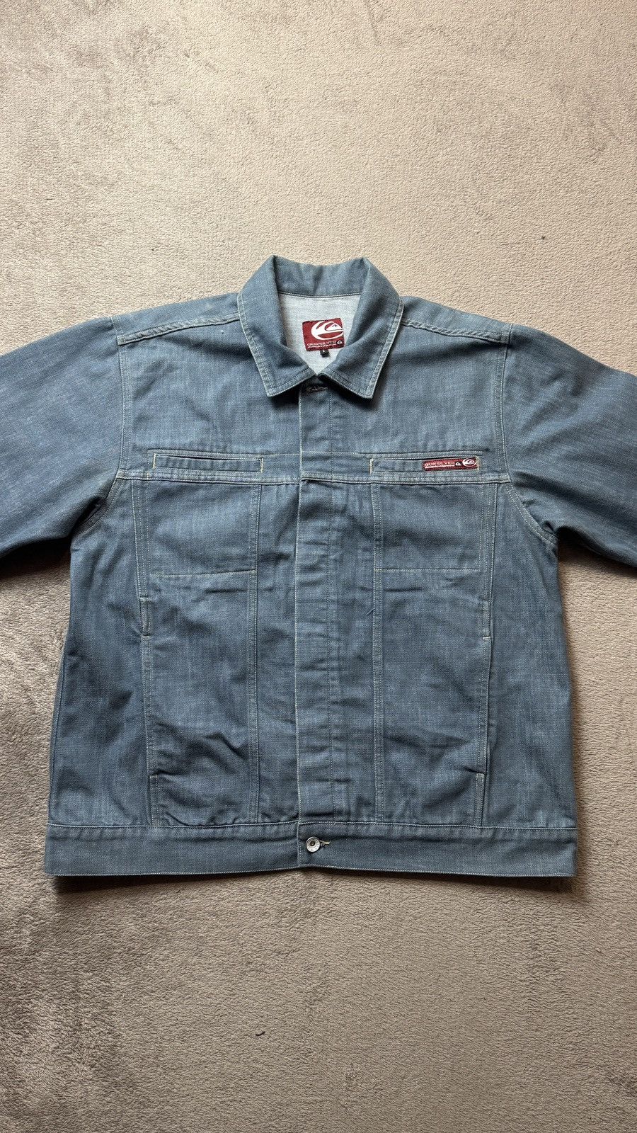 Japanese Brand Quiksilver Vintage Faded Baggy Jeans Jacket ysl stussy nike Size US L / EU 52-54 / 3 - 4 Thumbnail