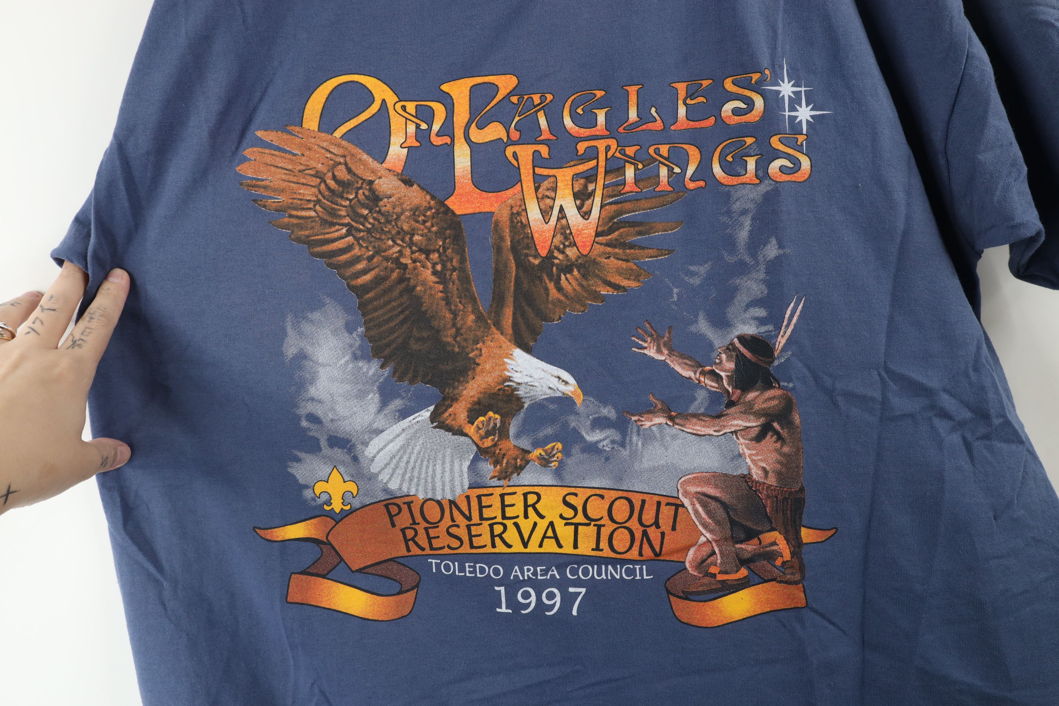 Vintage Vintage 90s On Eagles Wings Scout Reservation T-Shirt Size US XL / EU 56 / 4 - 4 Thumbnail