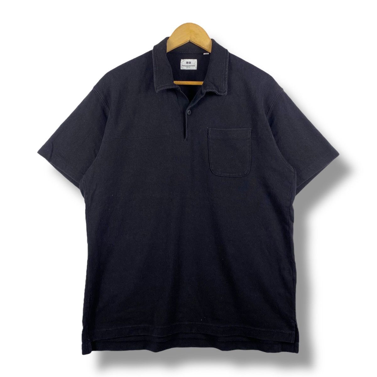 ENGINEERED GARMENTS New York Black Ss Polo Shirt Large Size