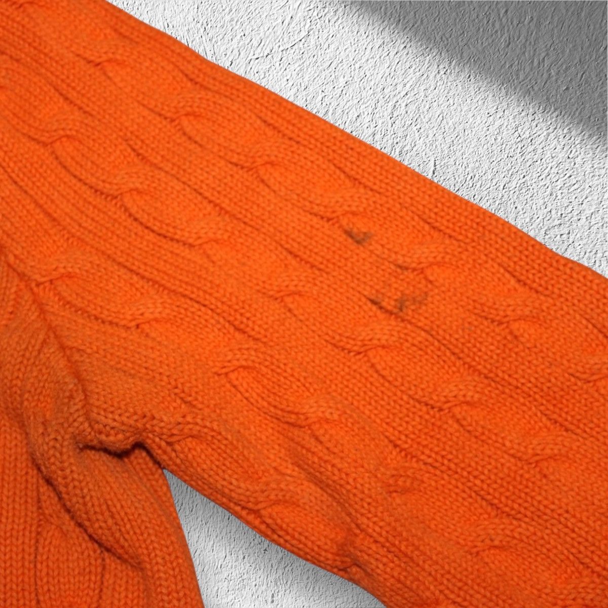 Polo Ralph Lauren Polo Ralph Lauren Sport Orange Cable Knit V-Neck Sweater Size L / US 10 / IT 46 - 4 Thumbnail