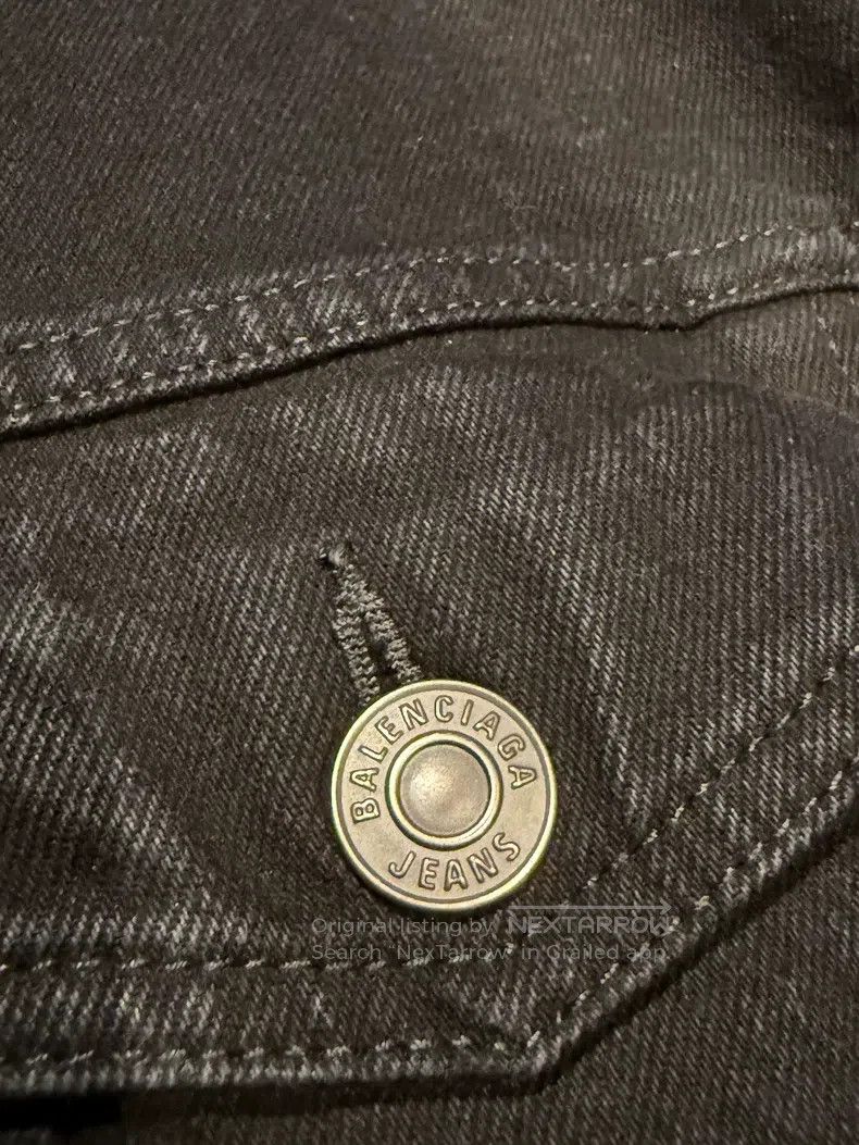 Balenciaga Balenciaga Black Denim Jacket with Crystal Logo on Back Size XXS / US 00 / IT 34 - 3 Thumbnail