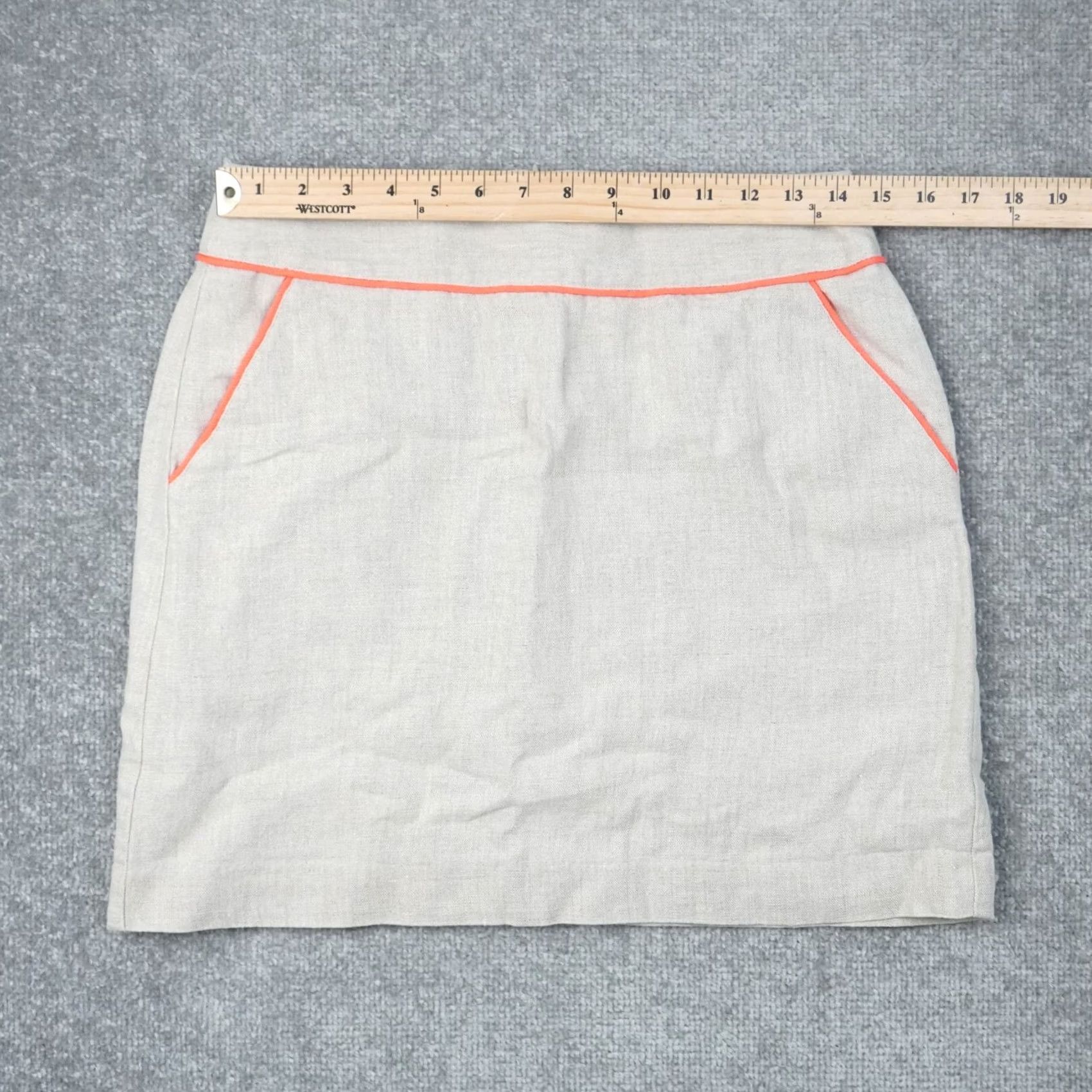 Loft LOFT Beige Linen Knee Length Skirt Size 4 Straight Pencil Casual Neon Trim Womens Size 27" / US 4 / IT 40 - 4 Thumbnail