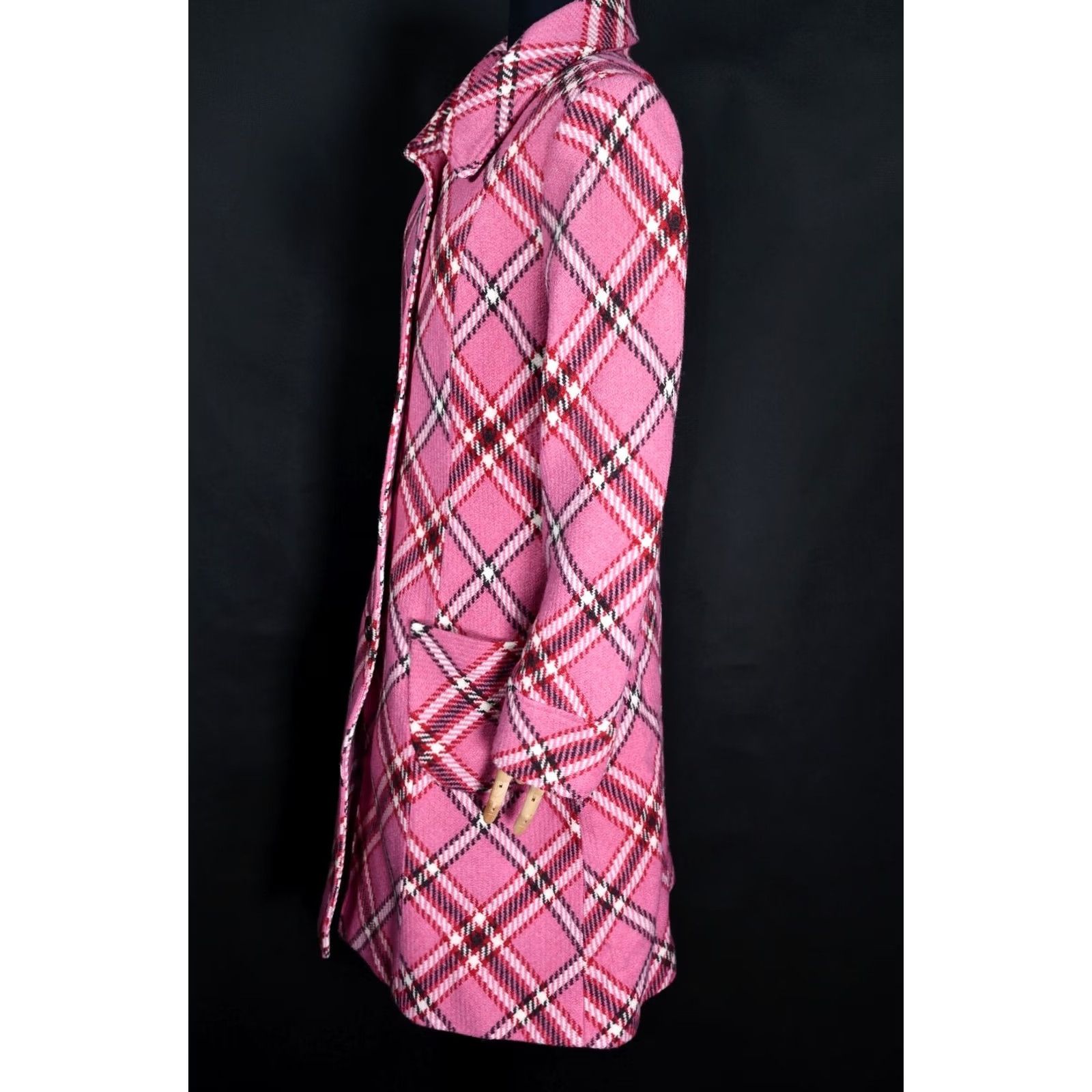 Pinko Ness Tweed Wool Pink Coat Women's US 12 Coat Wool Pink Ness Tweed Plaid 100% Wool Vintage No Size 12 Regular Women Fashion Coat Size XL / US 12-14 / IT 48-50 - 3 Thumbnail