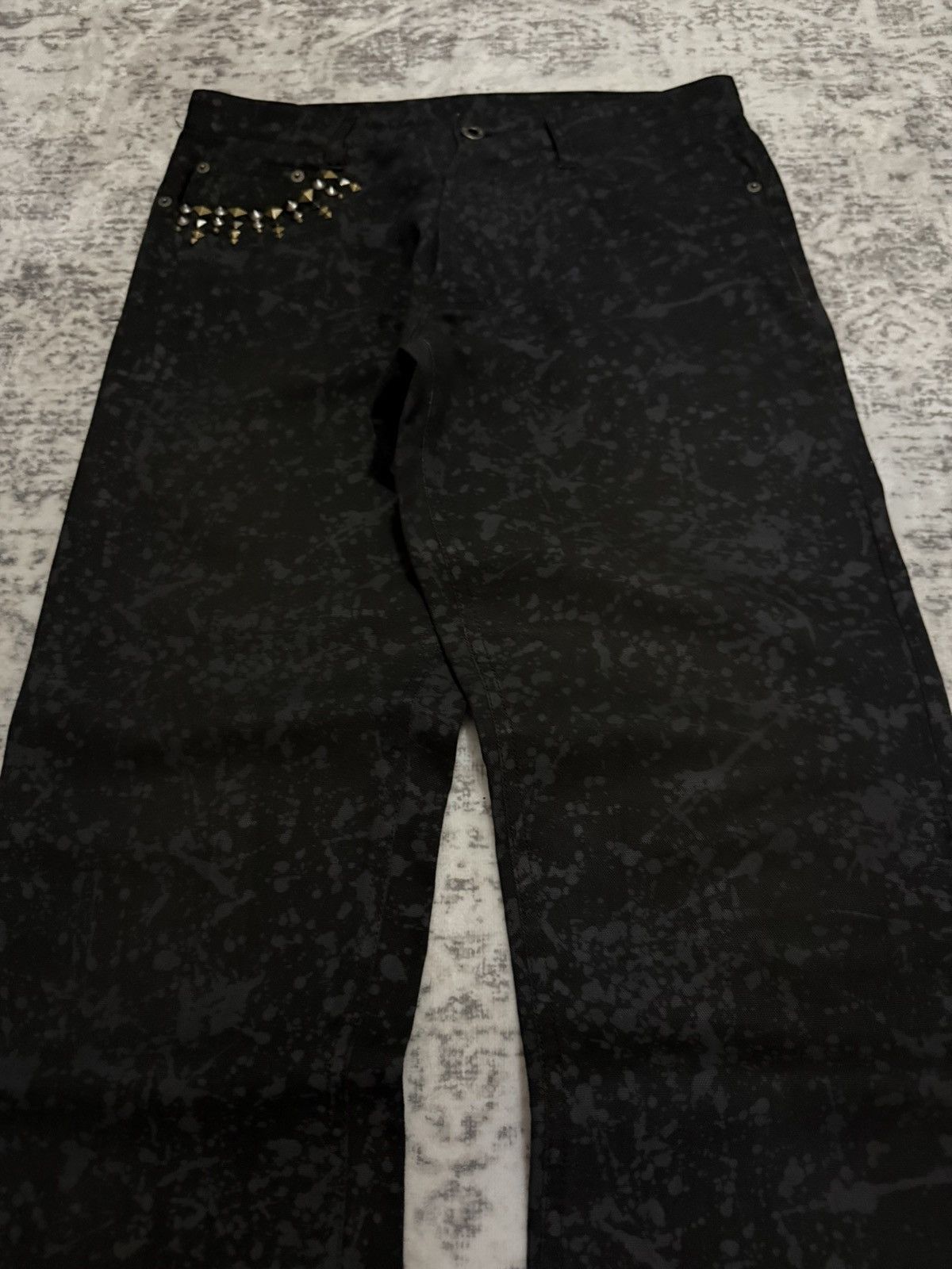 If Six Was Nine 5351 Pour les Homme Artisanal Studs Blackout Splatter Pants Size US 30 / EU 46 - 12 Thumbnail