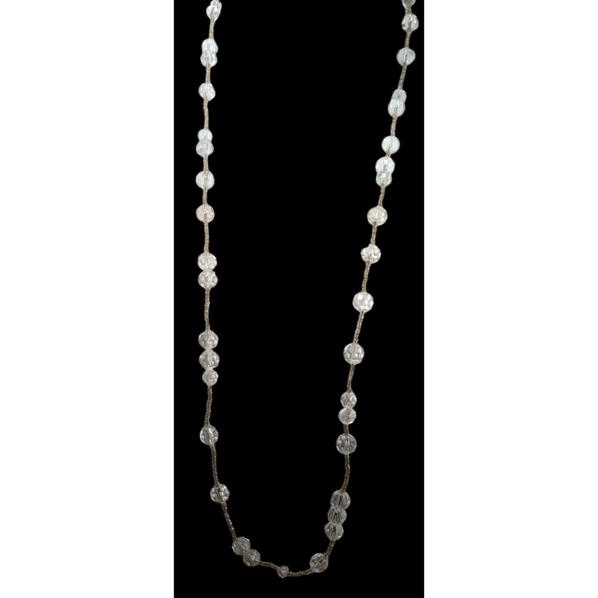 Other Elegant Clear Glass Beaded Station Necklace Size ONE SIZE - 2 Thumbnail