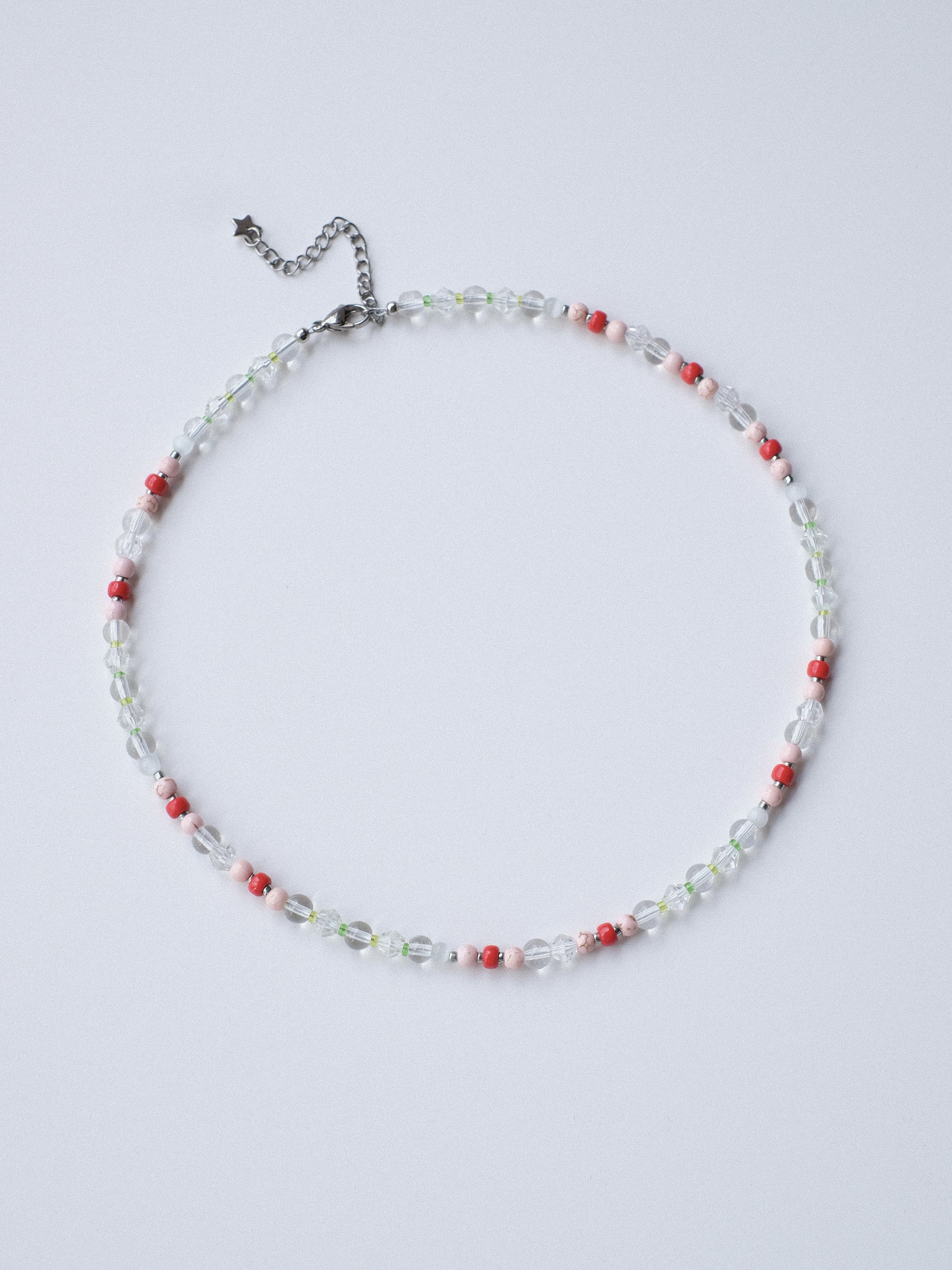 Handmade × Japanese Brand Cute Crystal Glass Beads Handmade Beaded Necklace 16.1in Size ONE SIZE - 7 Thumbnail