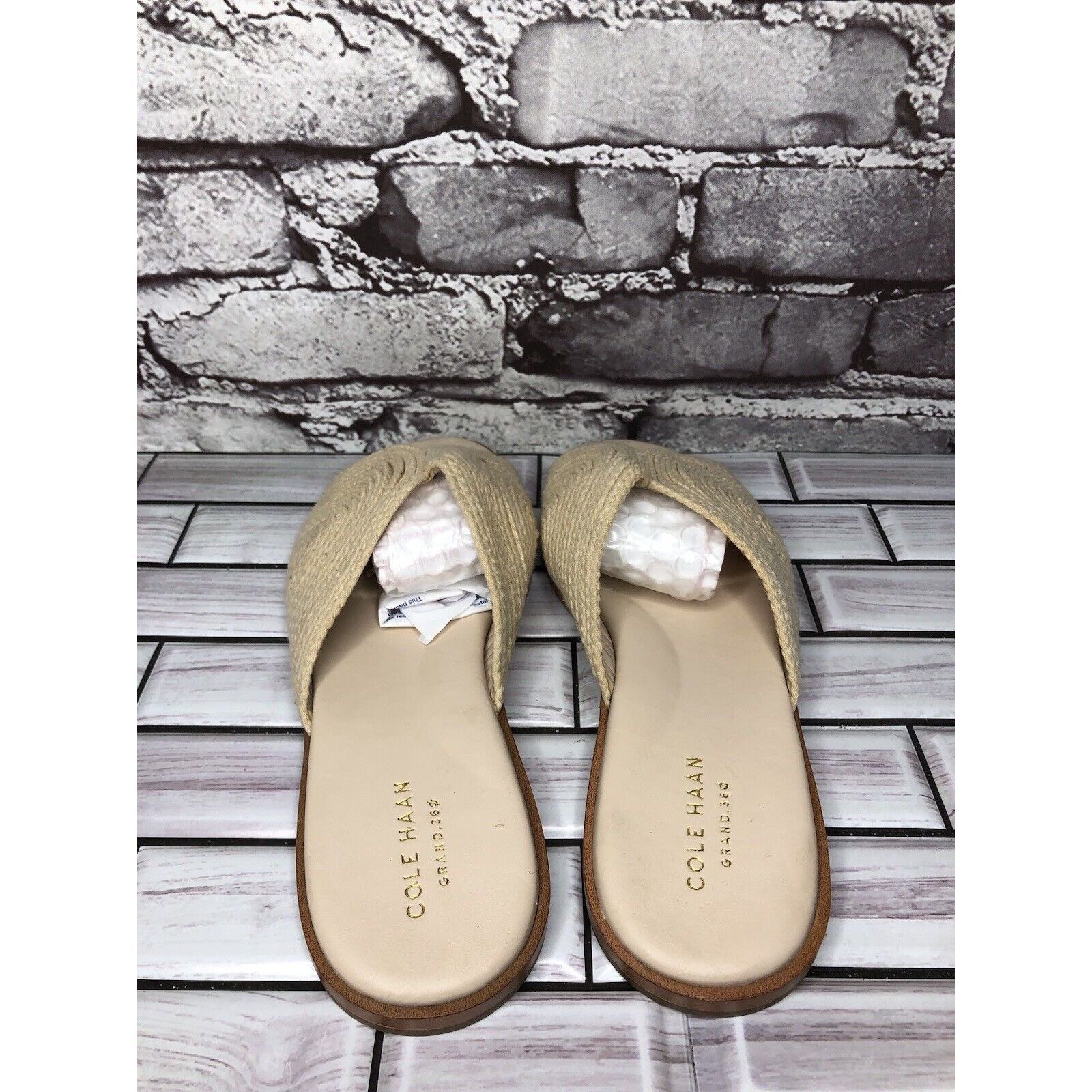 Cole Haan Cole Haan Grand Os Beige Cream Fabric Slides Sandals Women S Size US 8 / IT 38 - 8 Thumbnail