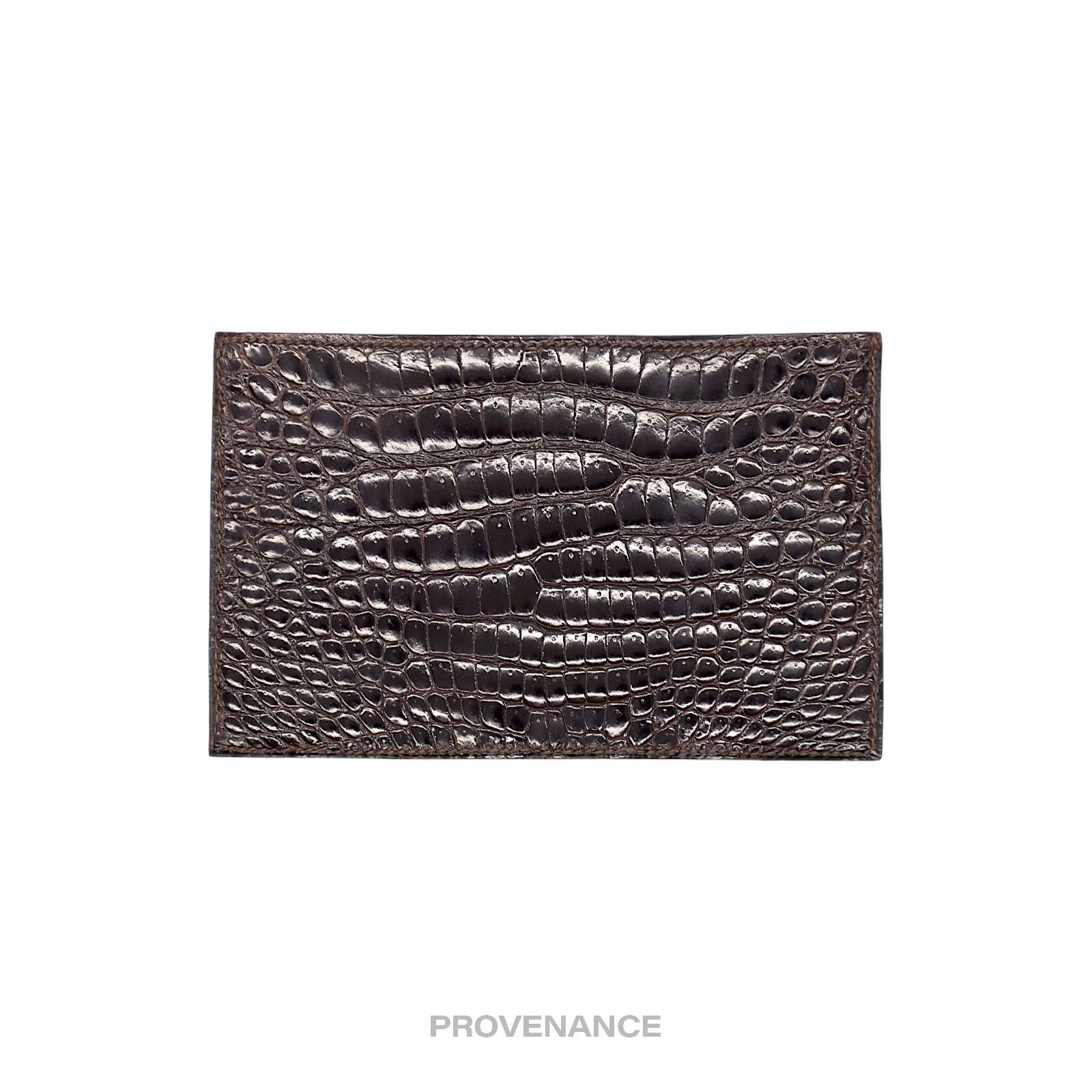 Hermes 🔴 Hermes Note Card Wallet - Chocolate Brown Crocodile Size ONE SIZE - 3 Thumbnail