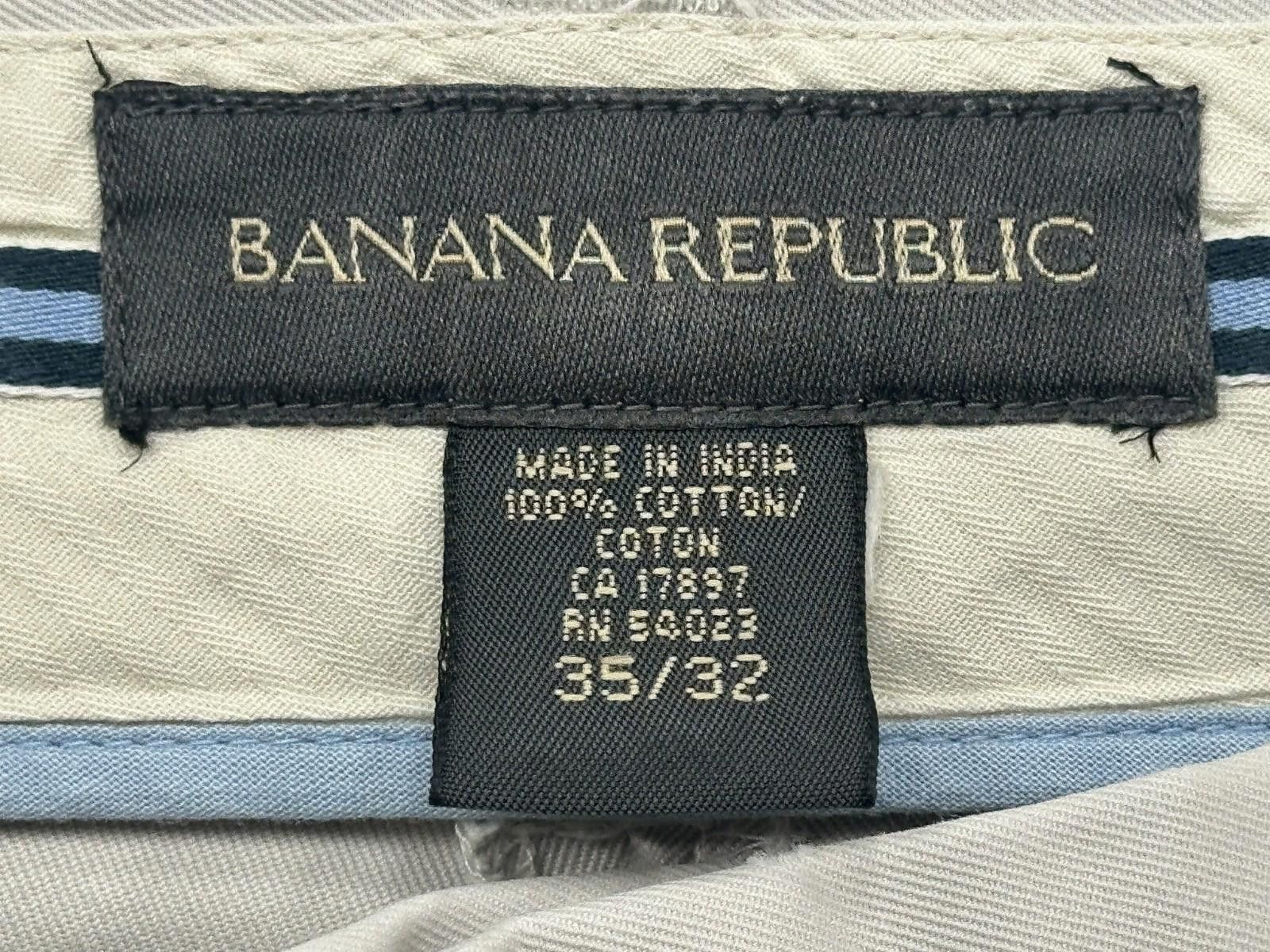 Banana Republic Banana Republic Flat Front Cotton Chinos Men Khaki 35/32 Size US 35 - 4 Thumbnail