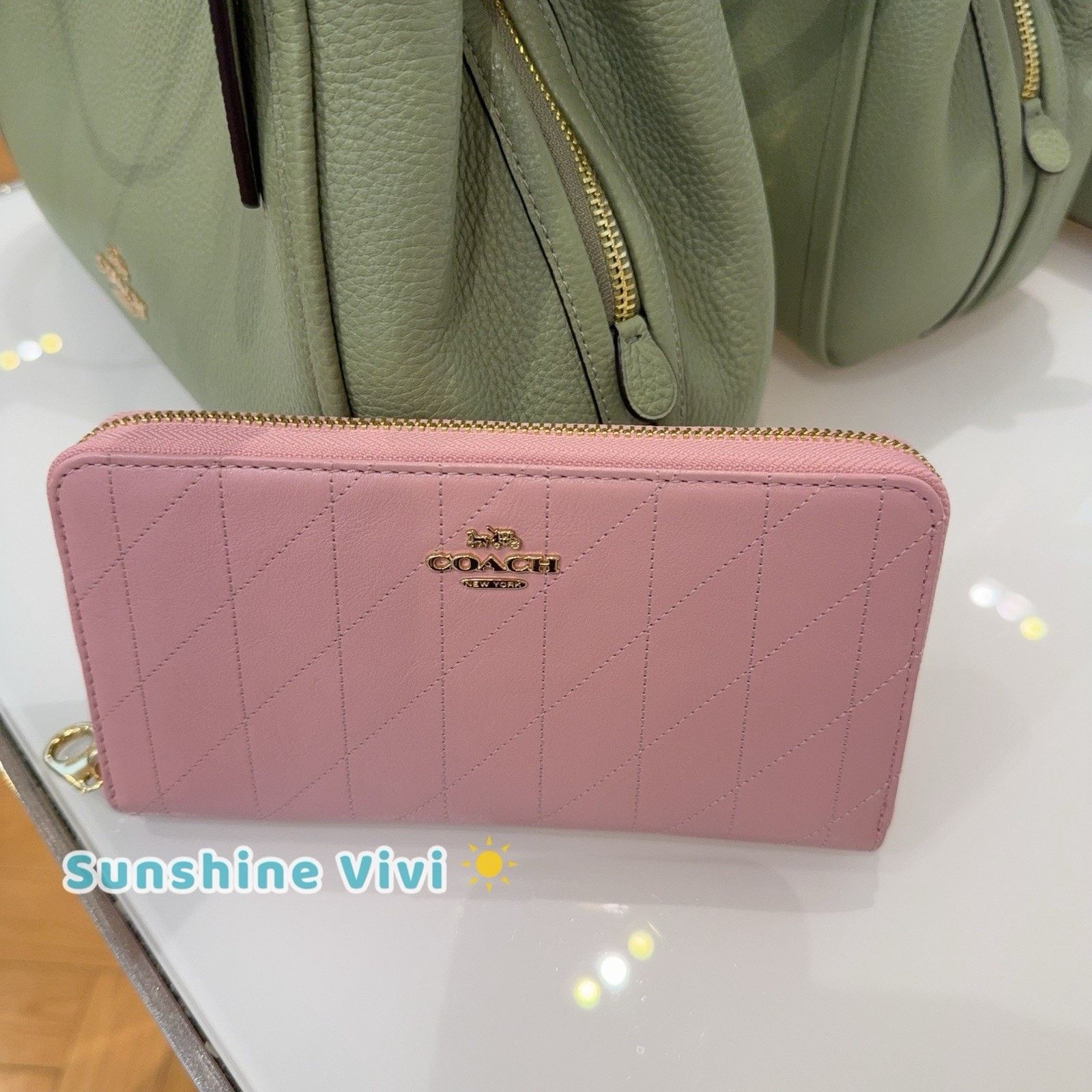 Coach NWT COACH Long Zip Around Wallet Quilting Carnation CEL63 Size ONE SIZE - 2 Thumbnail