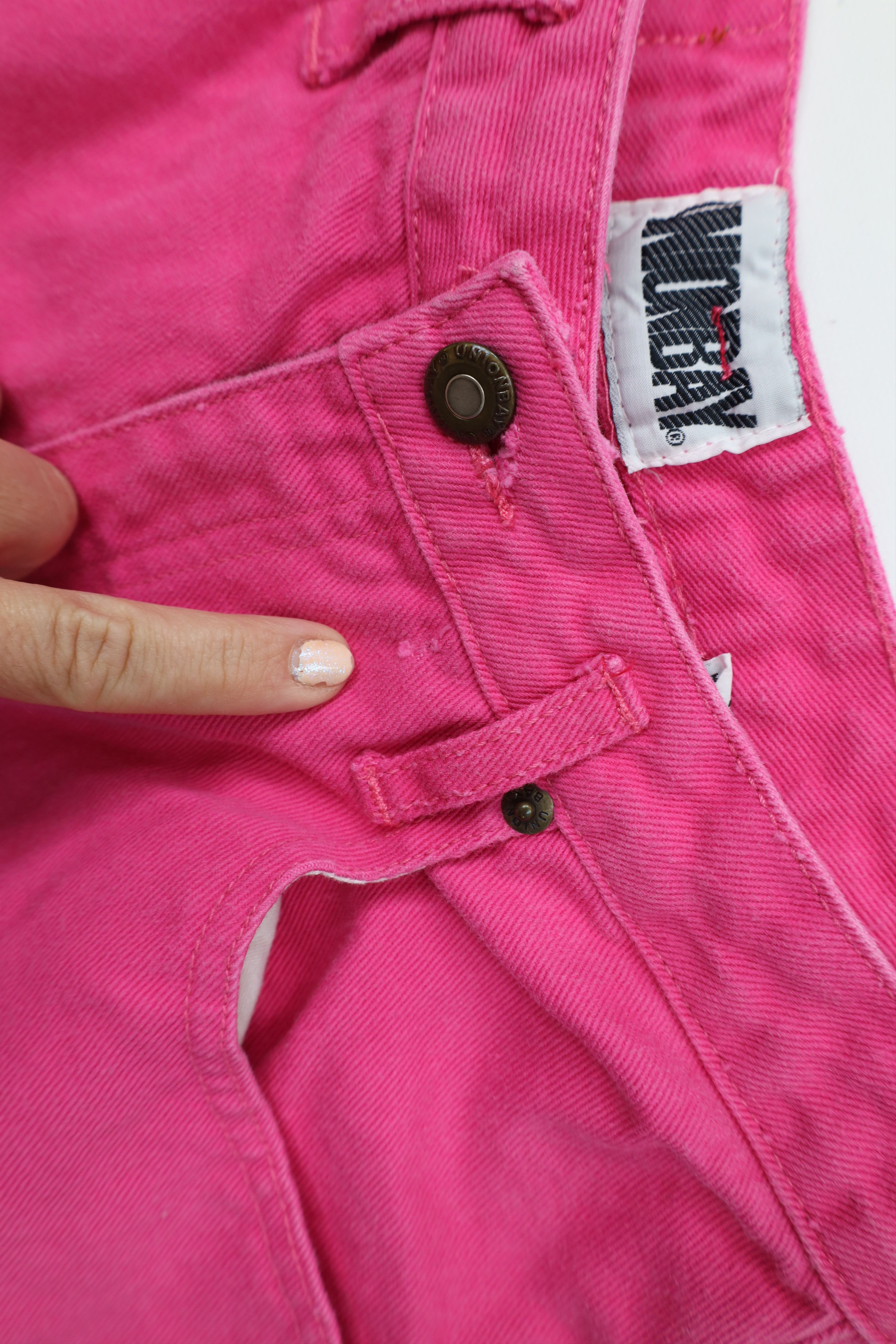 Vintage Vintage 90s Unionbay Surfing Fit Denim Jean Shorts Pink Size 34" / US 12 / IT 48 - 6 Thumbnail