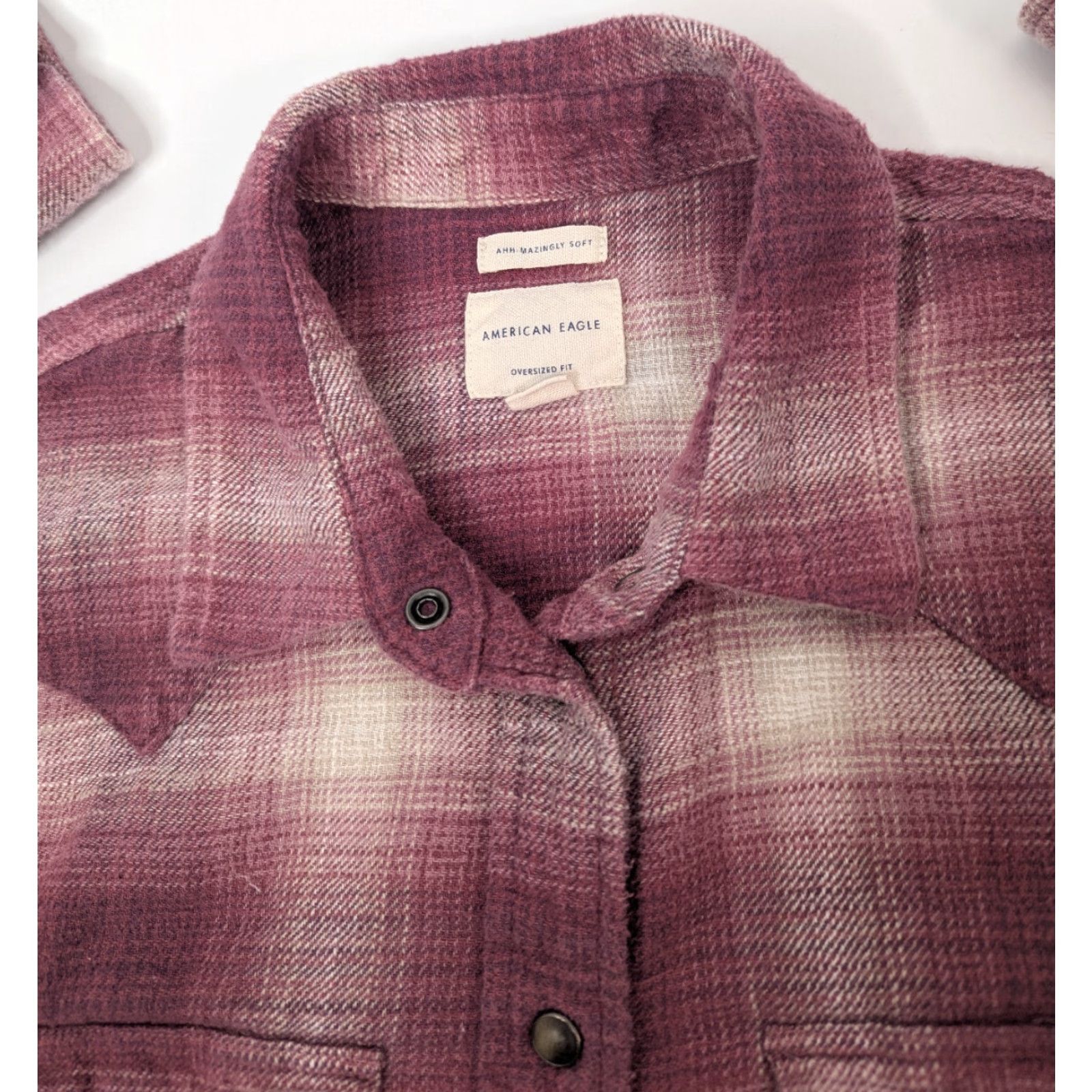 American Eagle Outfitters American Eagle Outfitters Women's XS Maroon Plaid Pearl Snap Button-Up Shirt Size XS / US 0-2 / IT 36-38 - 7 Thumbnail