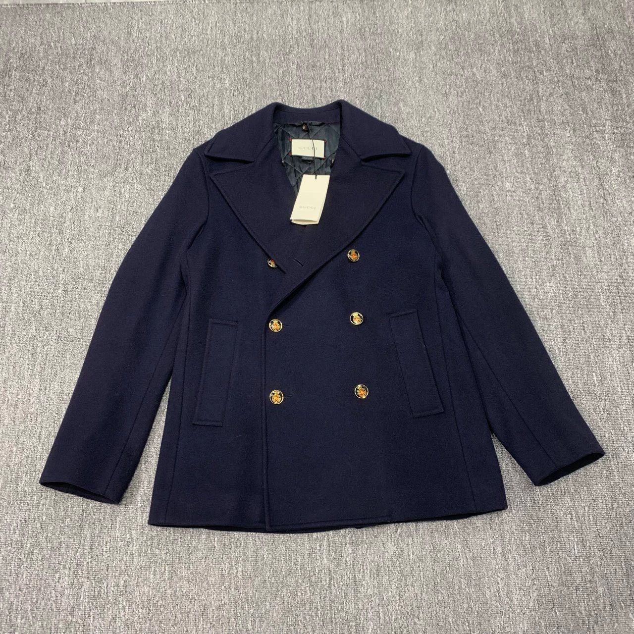 Gucci navy double-breasted wool coat by Gucci Size US S / EU 44-46 / 1 - 1 Thumbnail
