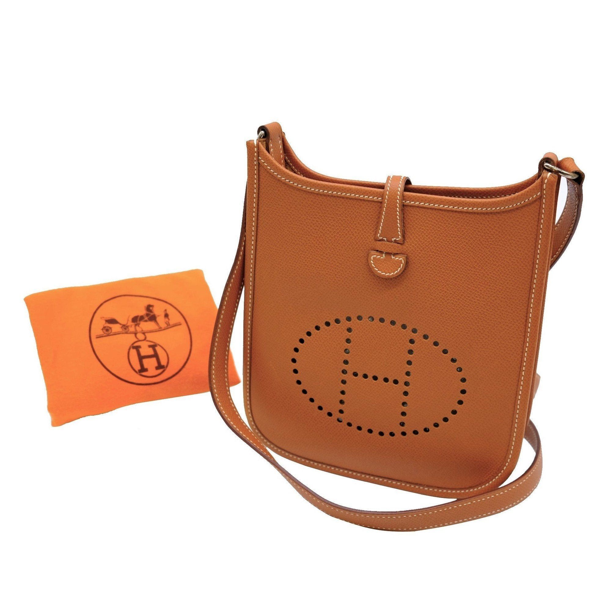 image of Hermes Evelyn Tpm Shoulder Bag Leather Epsom Gold Brown, Women's