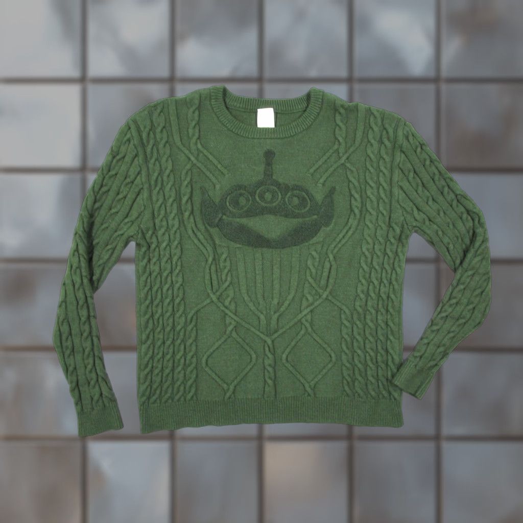 Disney Disney Mens Sweater 2XL Green Alien Toy Story Pixar Pullover Crew Neck Knit Cable- knit Logo Size US XXL / EU 58 / 5 - 1 Thumbnail