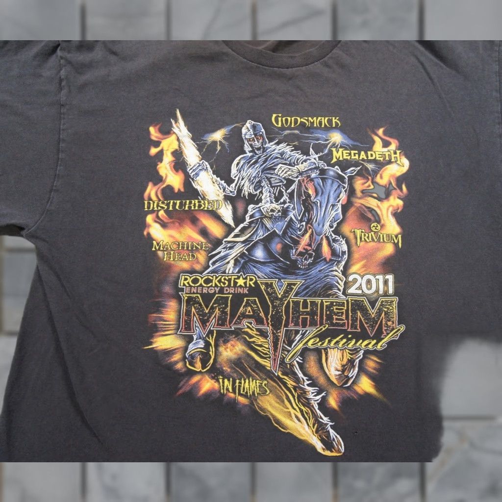 Delta VINTAGE Mayhem Festival Shirt Mens XL Black Band Tee Godsmack Megadeth Trivium 2011 Size US XL / EU 56 / 4 - 1 Thumbnail