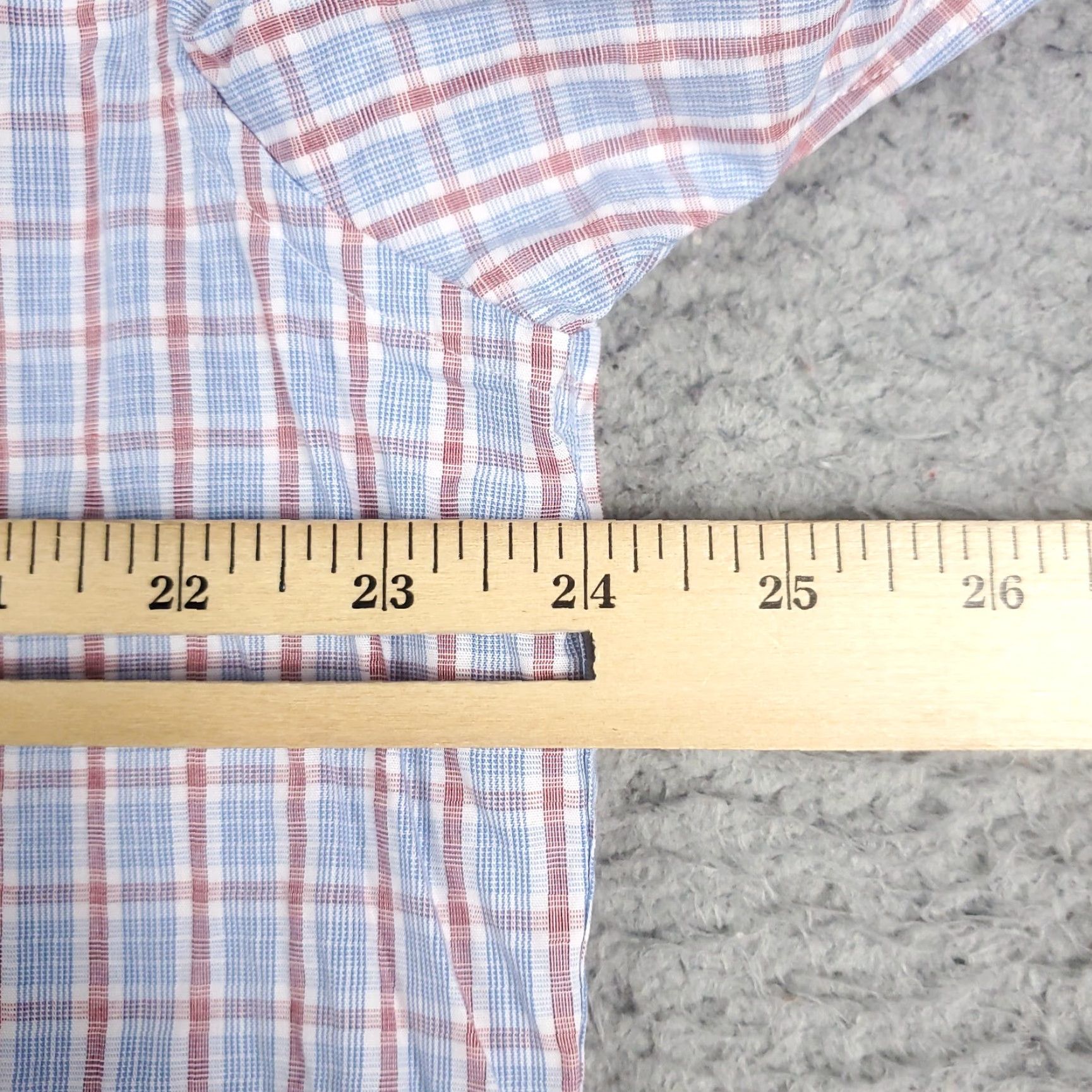 Original Penguin VINTAGE Penguin Shirt Mens 17.5 Blue Red Plaid Dress Button Up Long Sleeve Size 46R - 5 Thumbnail