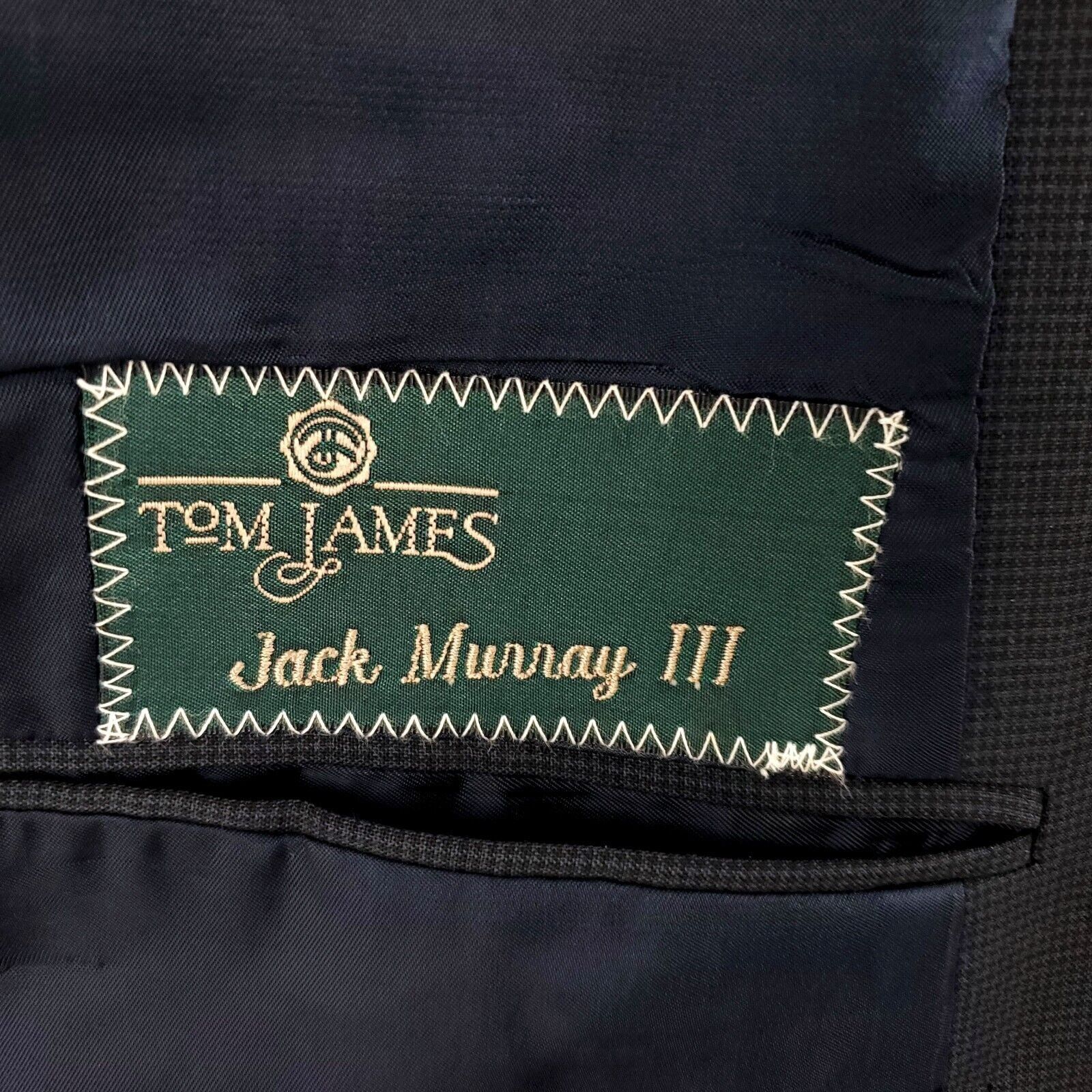 Tom James Tom James Bespoke 2 Button Blazer 46L Black Blue Black Check Size 46L - 7 Thumbnail