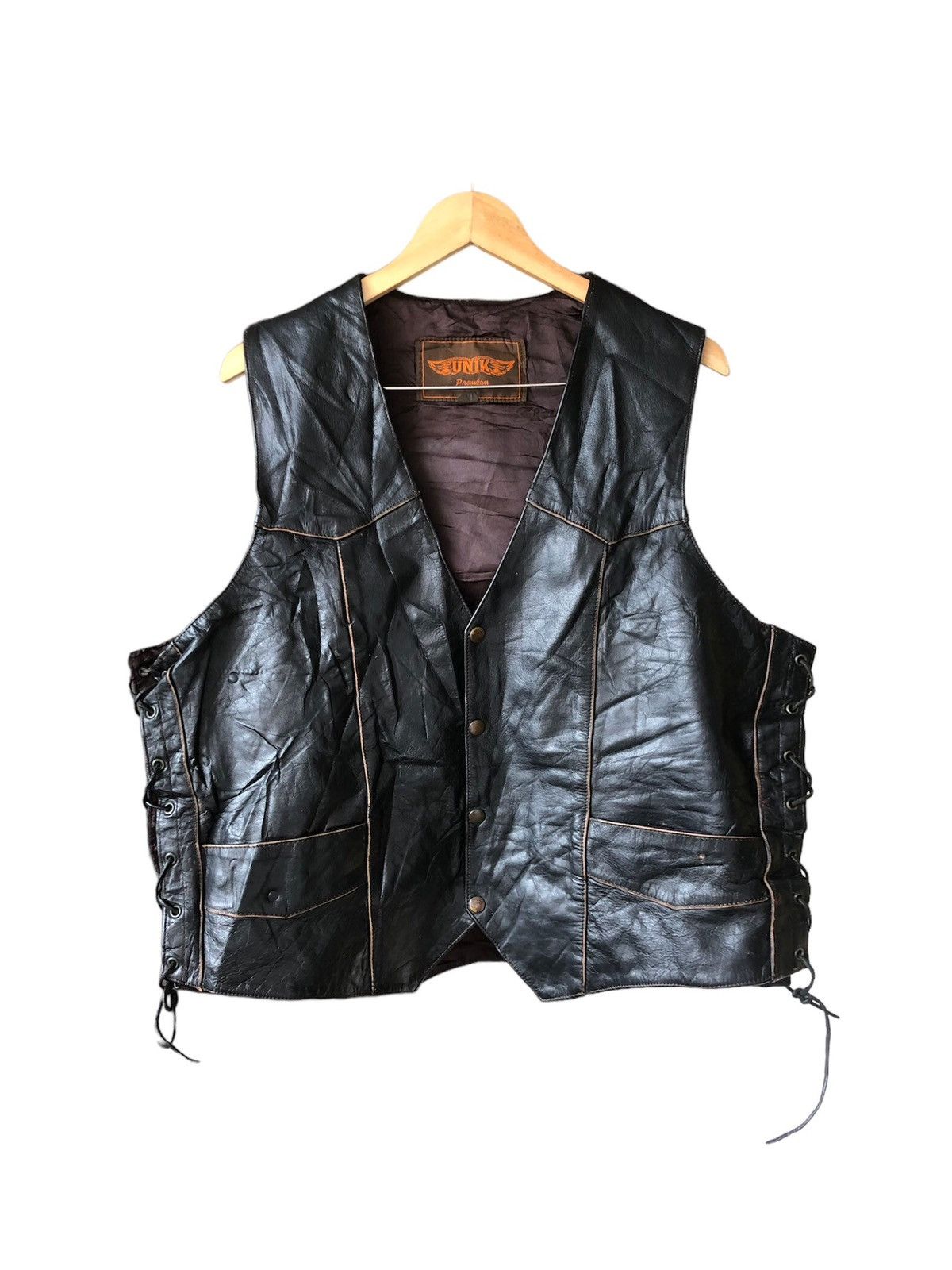 Vintage Vintage Unik Indian Head Leather Vest Like Perfecto Size US XL / EU 56 / 4 - 2 Thumbnail