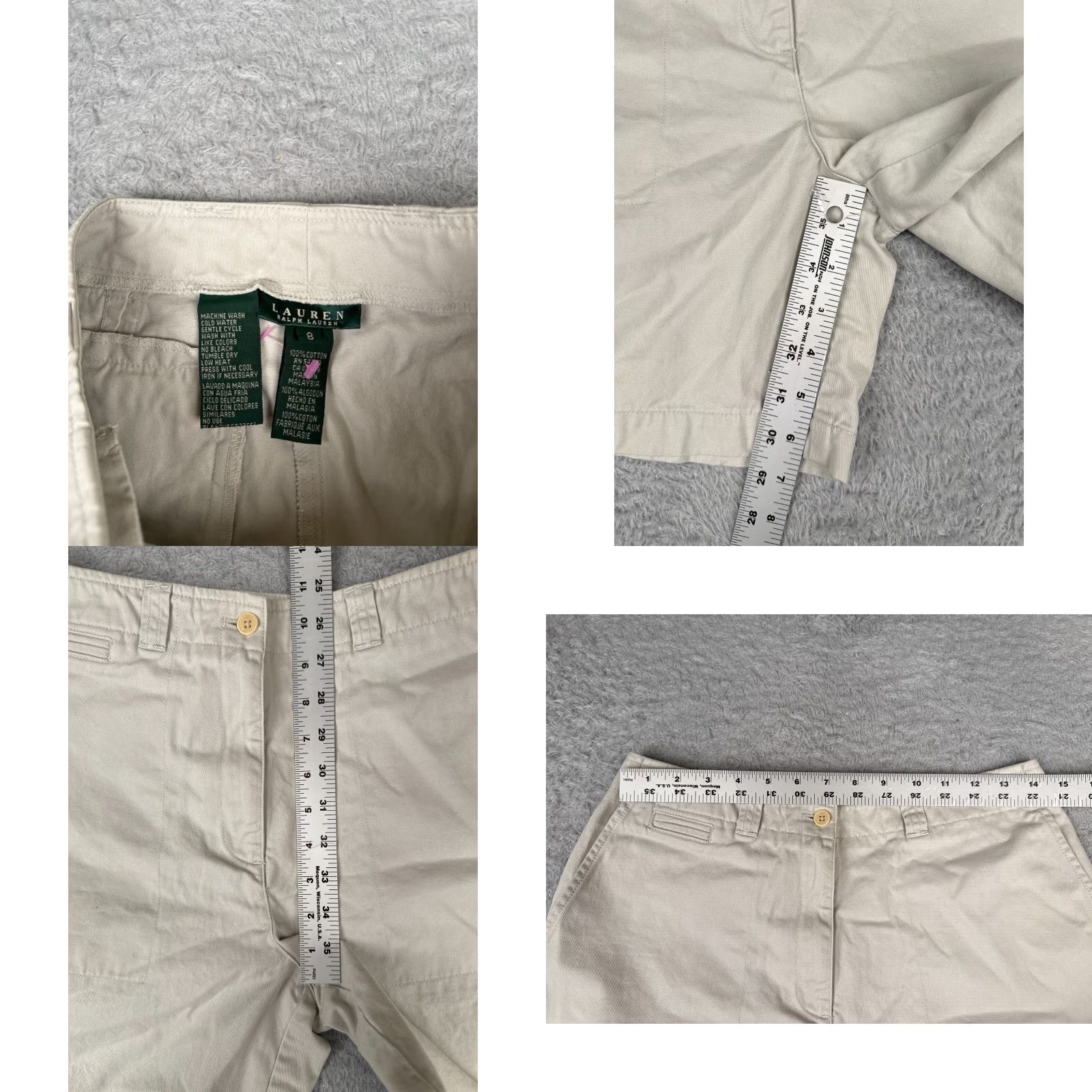 Ralph Lauren Lauren Ralph Lauren Shorts Women 8 Beige 100% Cotton Twill High Rise Hiking Outdoor Women Size 30" / US 8 / IT 44 - 8 Thumbnail