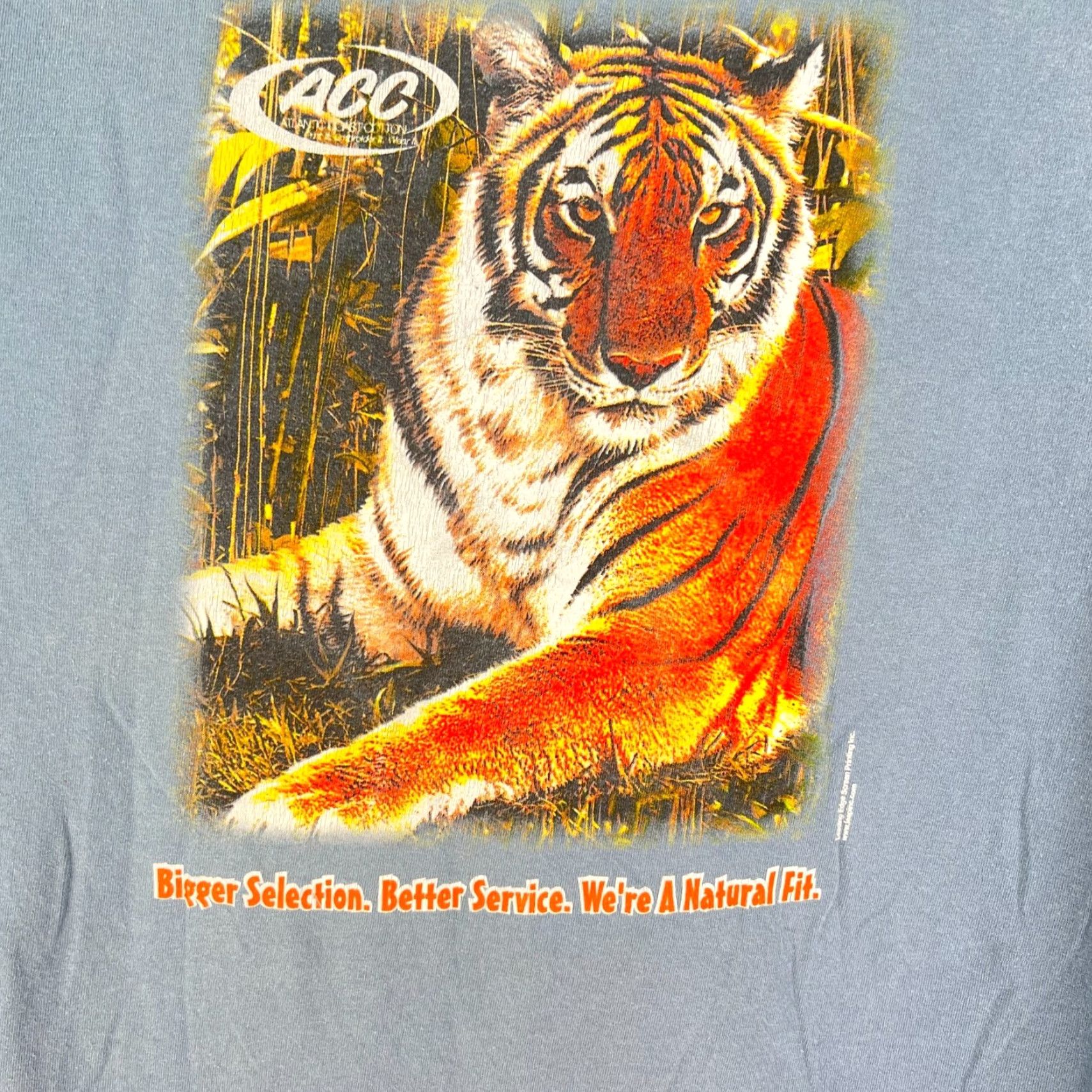 Gildan Gildan Atlantic Construction Tiger Shirt Adult L Blue Short Sleeve Crew Neck Cotton T-Shirt Men Tiger Animals 90s Theme? (note: ensure no N/A) Size US L / EU 52-54 / 3 - 2 Thumbnail