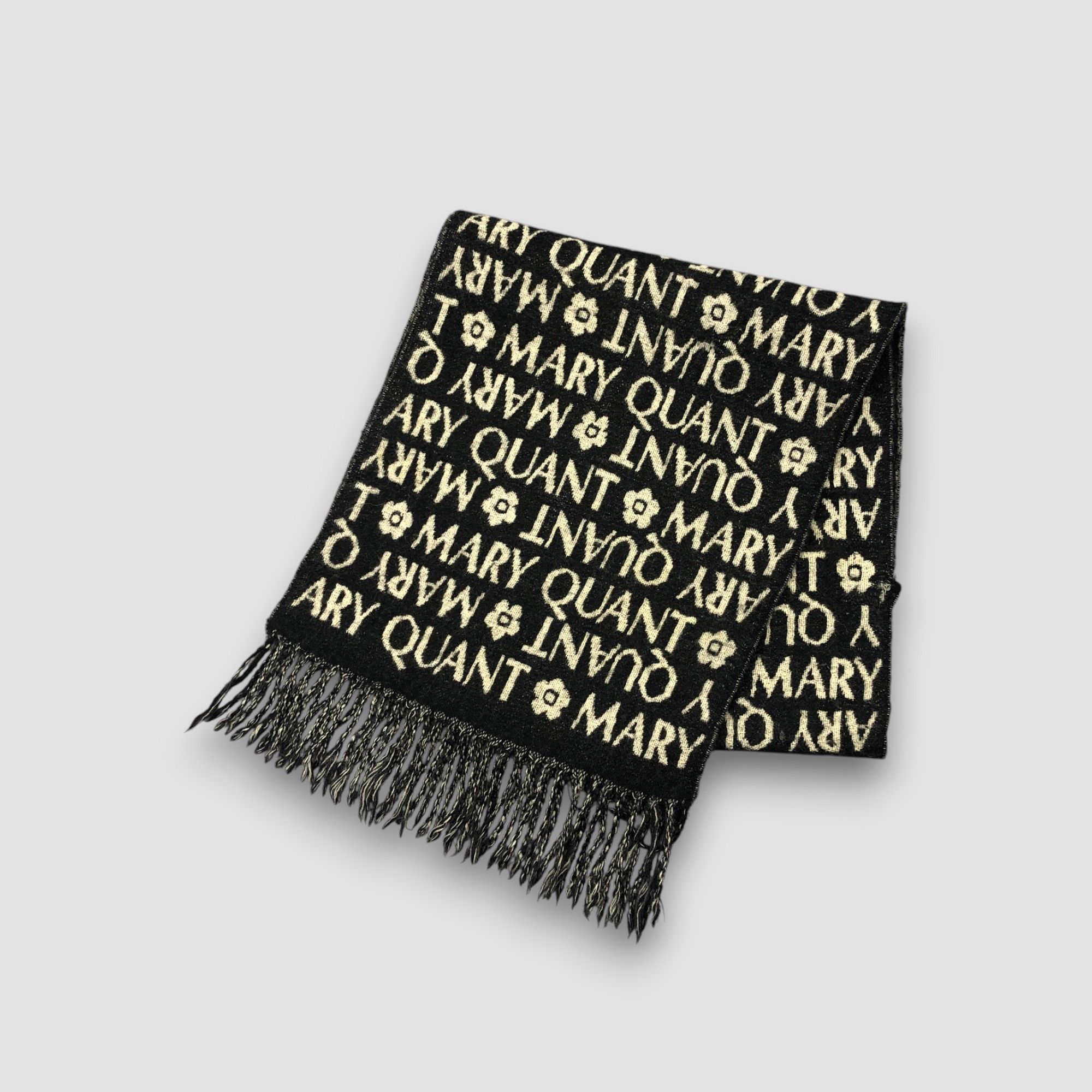 Japanese Brand Vintage Mary Quant Scarf Muffler Monogram Wool Scarves Size ONE SIZE - 3 Thumbnail
