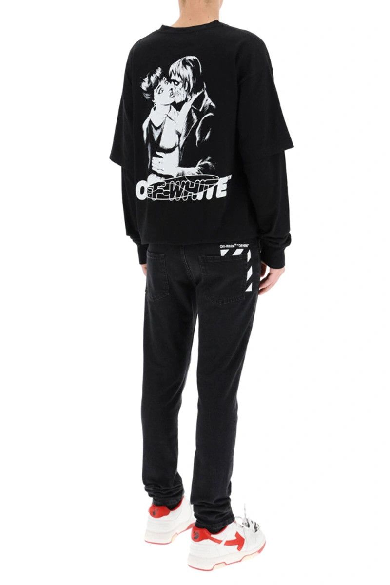 Off-White Black Kiss 21 Double Layer Long Sleeve T-Shirt Size US XXS / EU 40 - 3 Thumbnail