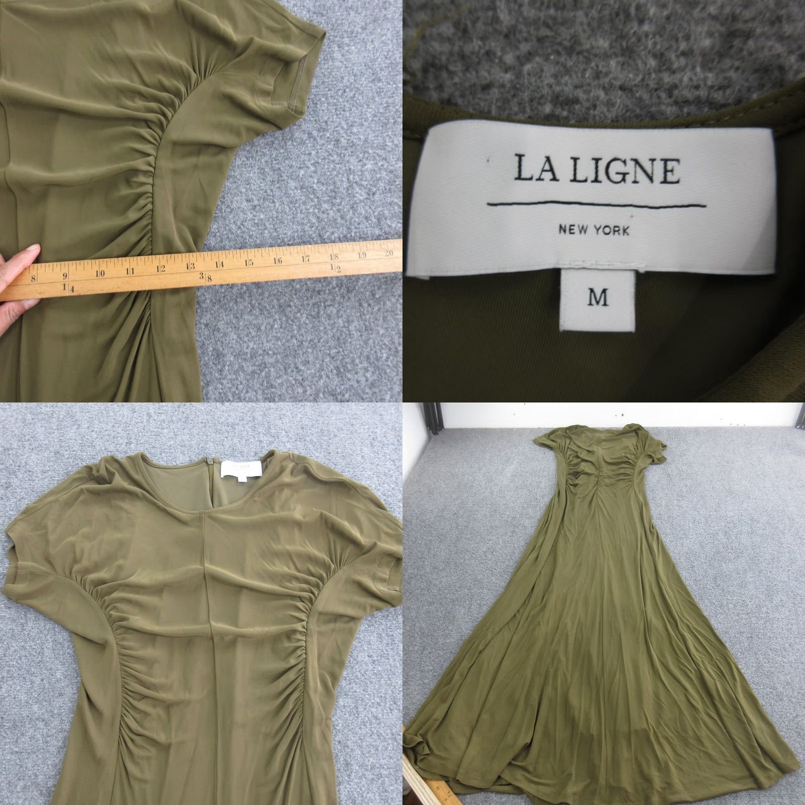 La Ligne La Ligne Dress Womens M Green Jersey Ruched Short Sleeve A Line Maxi Formal Size M / US 6-8 / IT 42-44 - 8 Thumbnail
