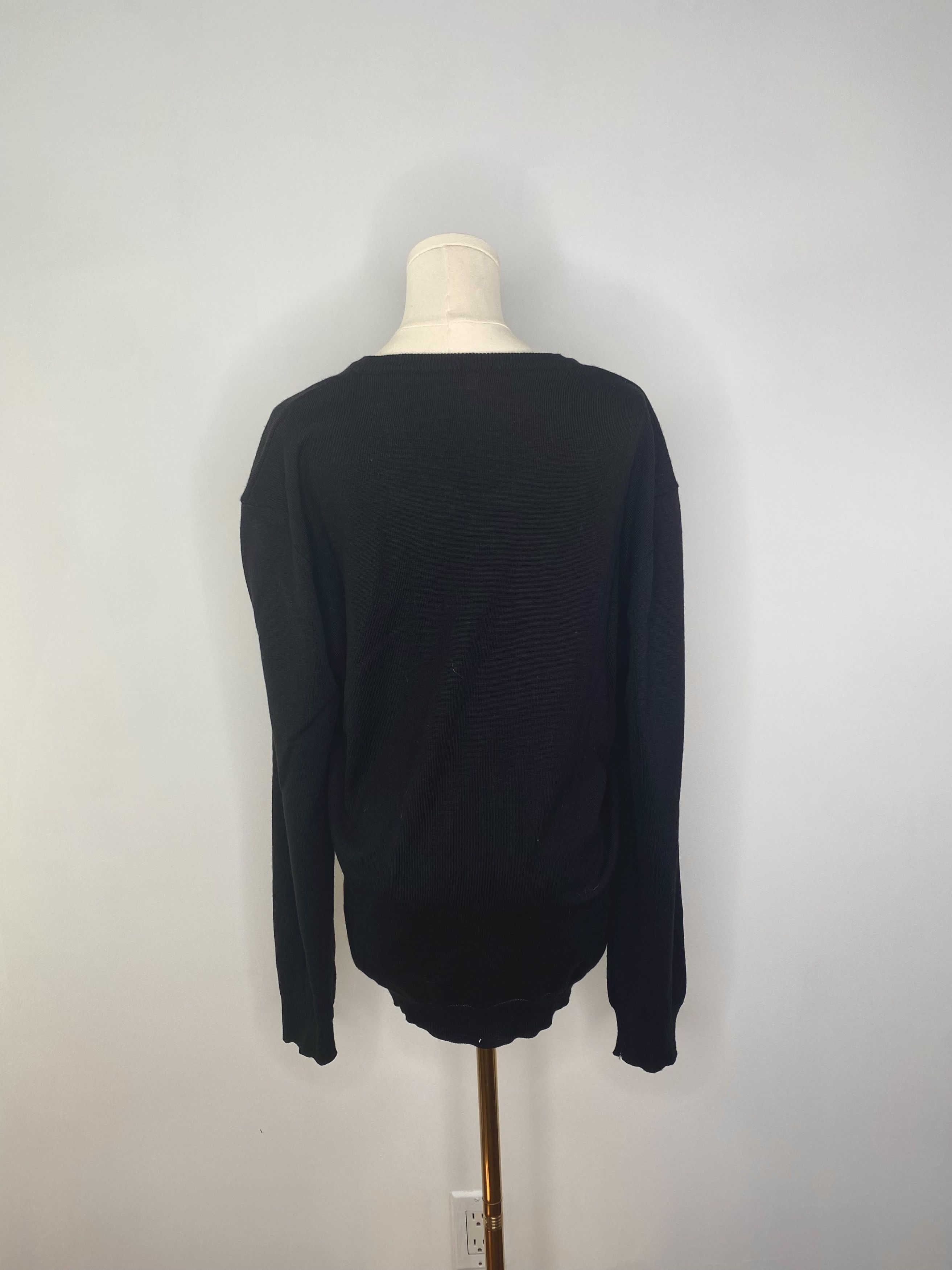 Vintage Merino Wool Black V-Neck Sweater - Strada Italy Size US M / EU 48-50 / 2 - 5 Thumbnail