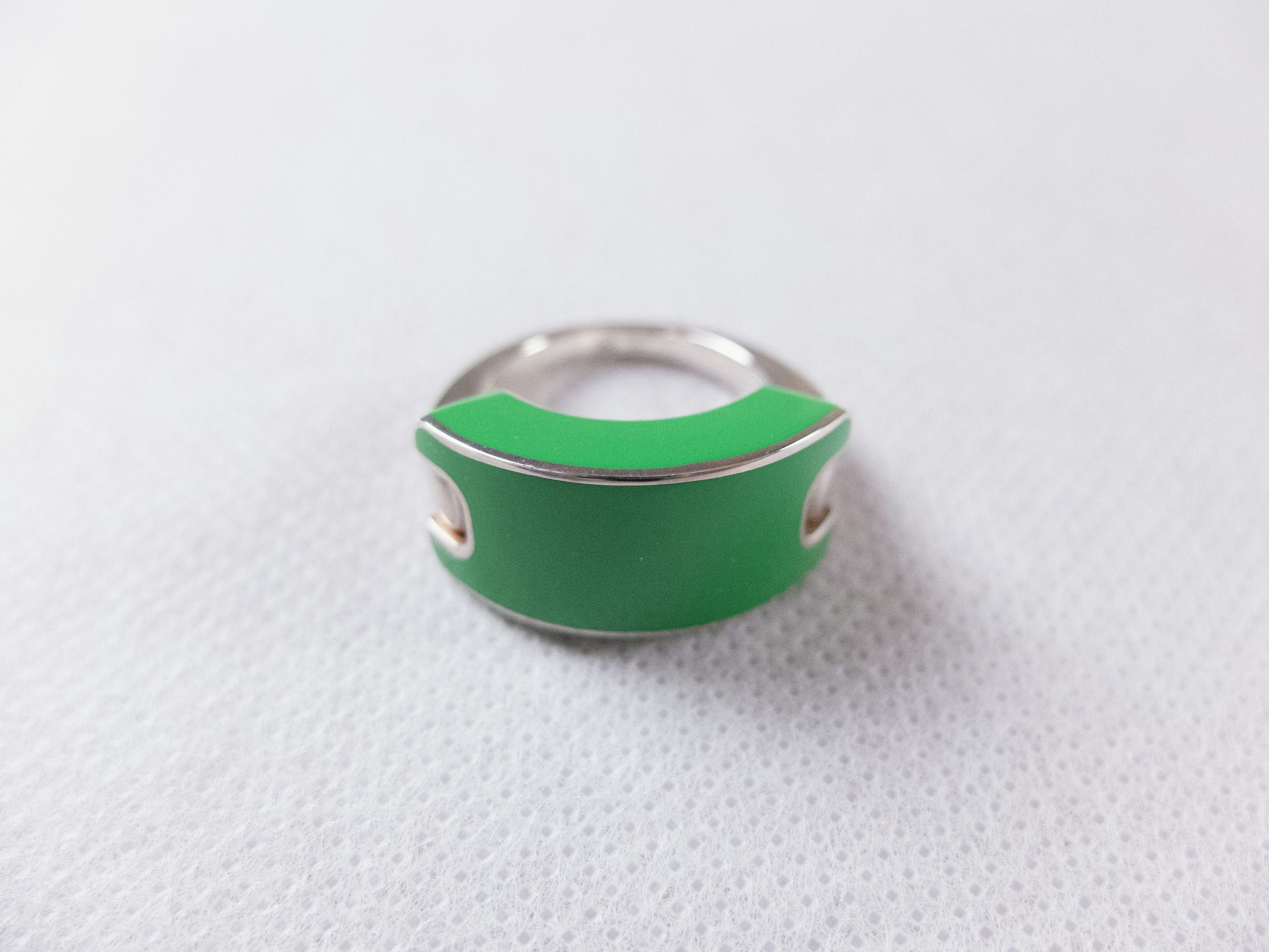 Bottega Veneta BOTTEGA VENETA ID green Sterling silver chunky ring 9 19 q Size ONE SIZE - 1 Thumbnail