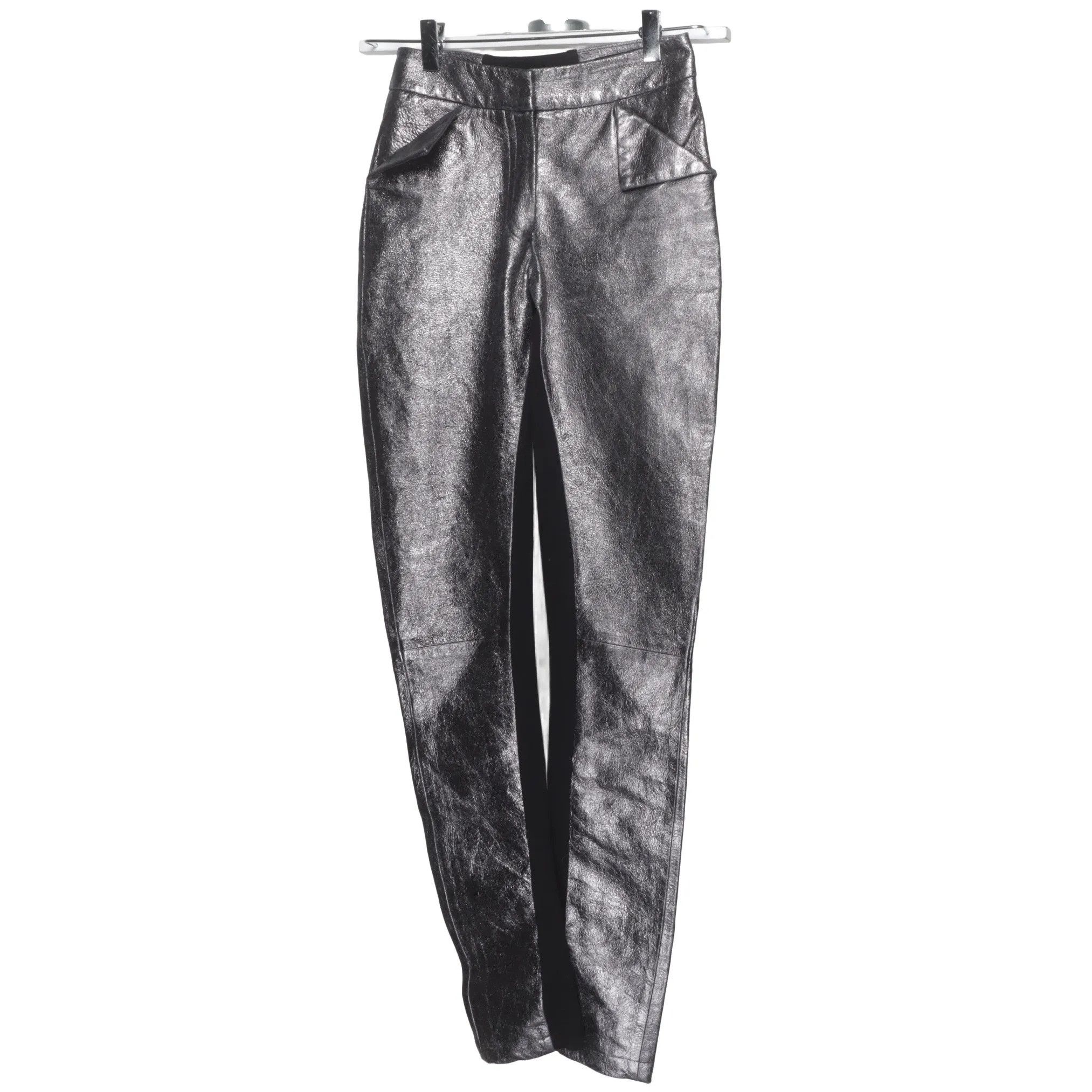 Gareth Pugh Metallic Silver Leather Trousers Gray, Gareth Pugh Size 27" / US 4 / IT 40 - 1 Thumbnail