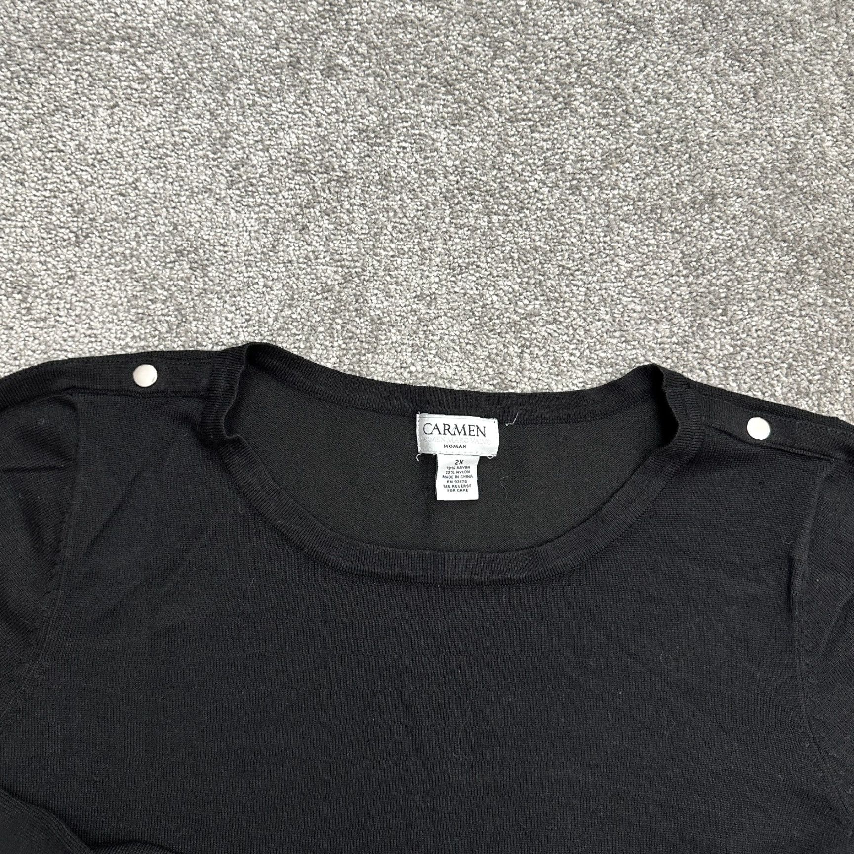 Vintage Carmen Marc Valvo Pullover Sweater Womens 2XL Black Round Neck Long Sleeve Knit Size XXL / US 16-18 / IT 52-54 - 3 Thumbnail