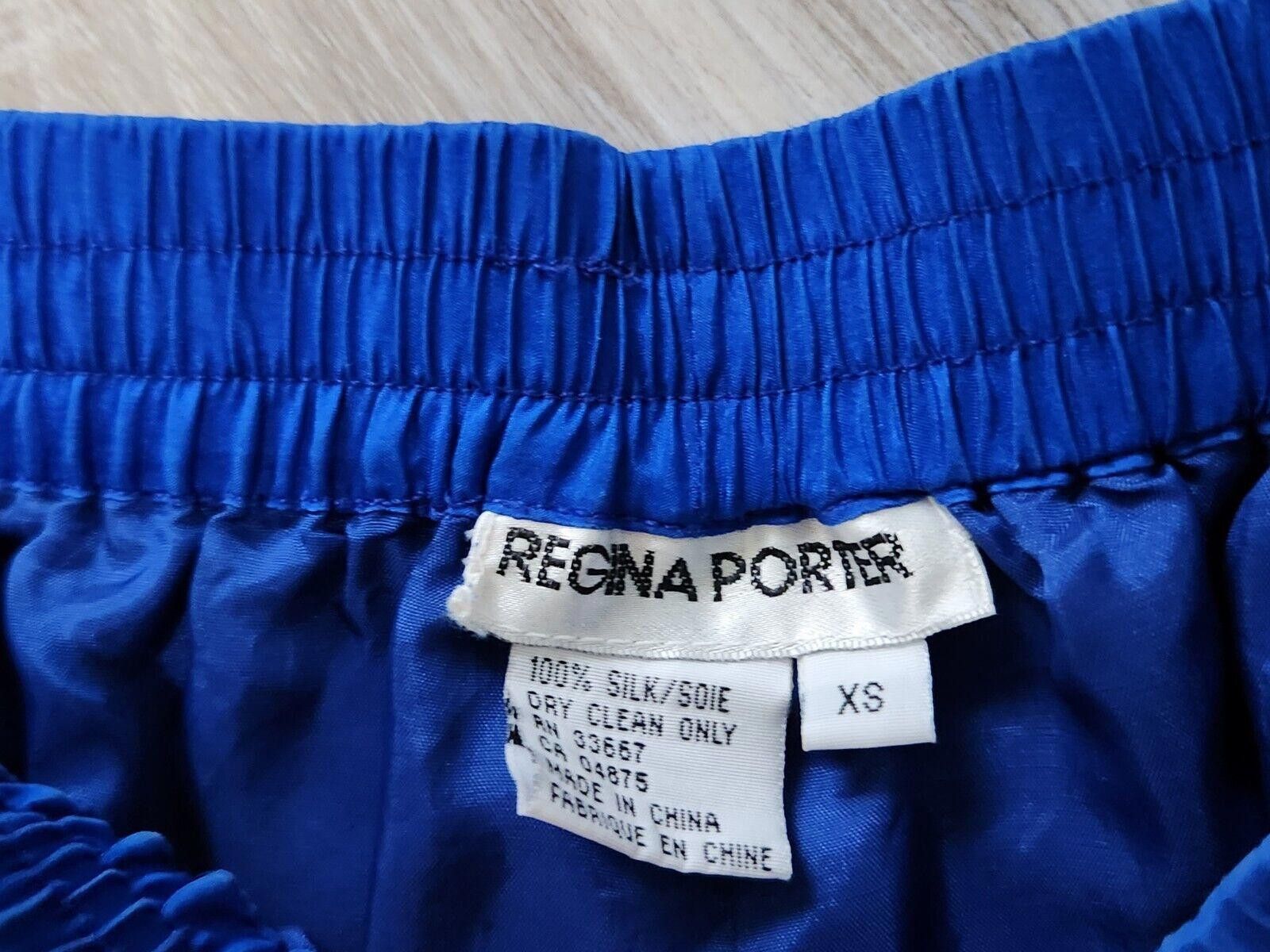 Designer Regina Porter Pants XS Blue Silk Tapered Drawstring Waist Size 26" / US 2 / IT 38 - 3 Thumbnail