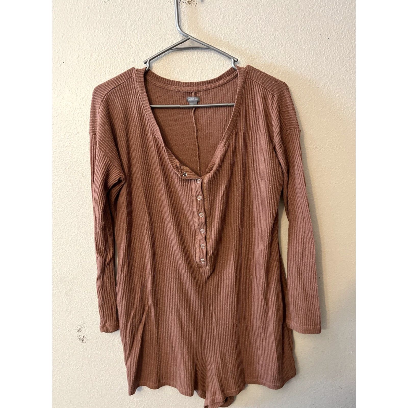 Vintage Aerie Shirt Womens XS Brown Long-sleeve Henley Casual Outdoor Vert Beige Size XS / US 0-2 / IT 36-38 - 2 Thumbnail