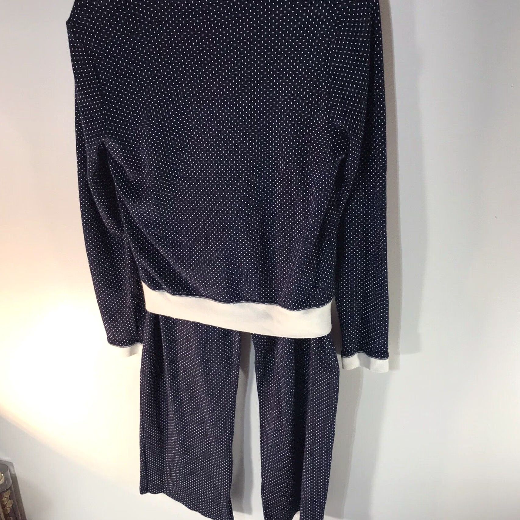 Ralph Lauren Lauren Ralph Lauren Pajama Set Women's M Navy White Polka Dot Cotton Modal Fall Winter Knit Long Sleeve Size ONE SIZE - 2 Thumbnail