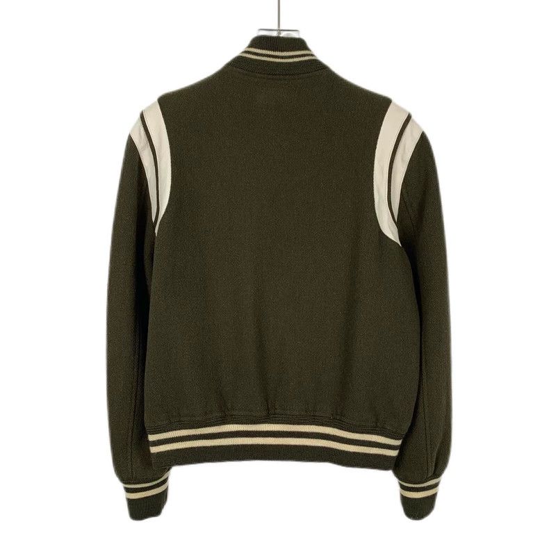 Saint Laurent Paris Saint Laurent Dark Green Striped Wool Teddy jacket 2504-N Size US S / EU 44-46 / 1 - 2 Thumbnail