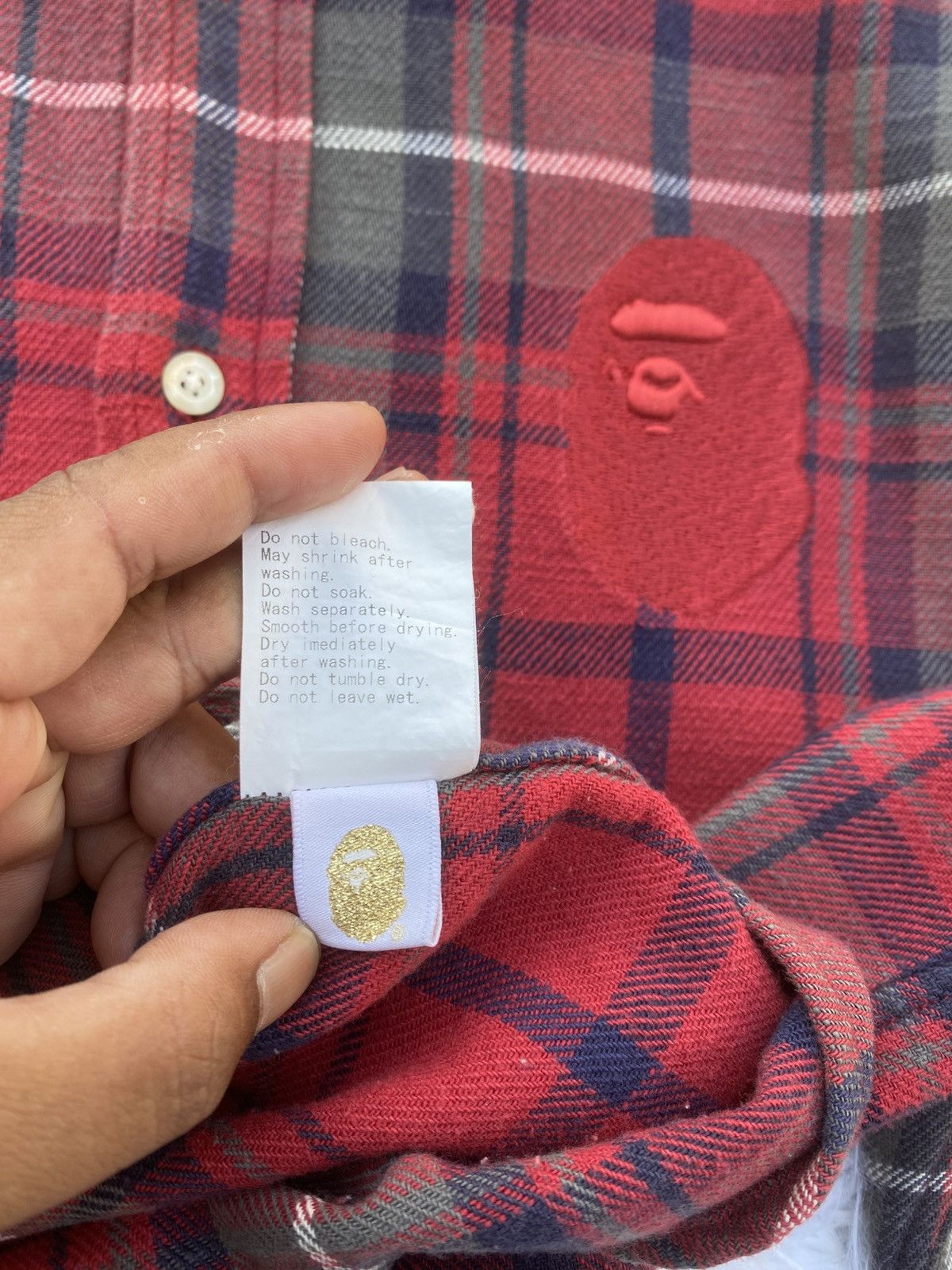 Bape Rare Vintage BAPE Flannel Longsleeve Shirt Size US M / EU 48-50 / 2 - 18 Thumbnail