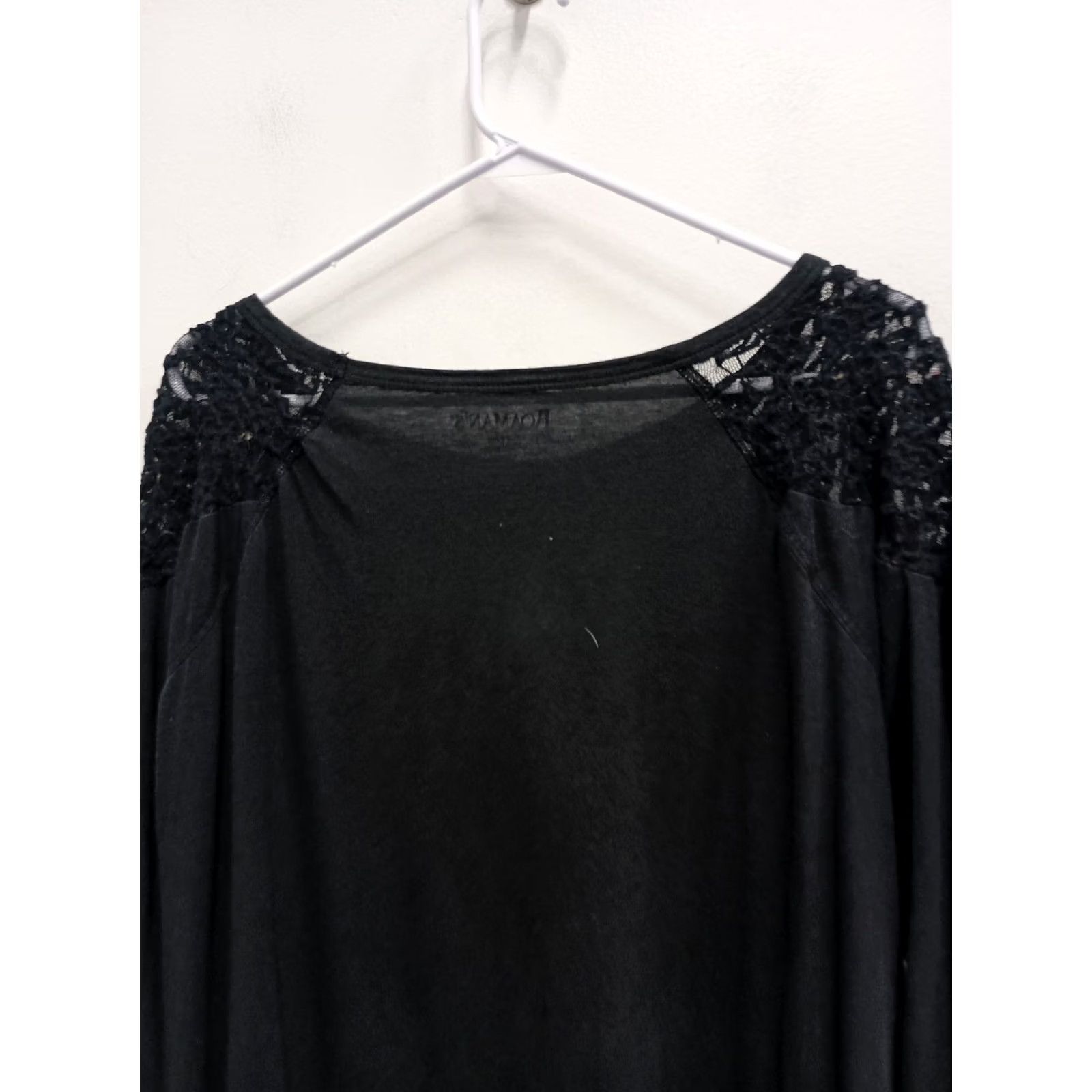 Vintage Roaman'S BOHO Whimsygoth Tunic Top Sz 18/20 Black Floral Lace 3/4 Sleeve, Pre-Owned, In Excellent Condition, 25 in x 31 in Size XXL / US 16-18 / IT 52-54 - 8 Thumbnail