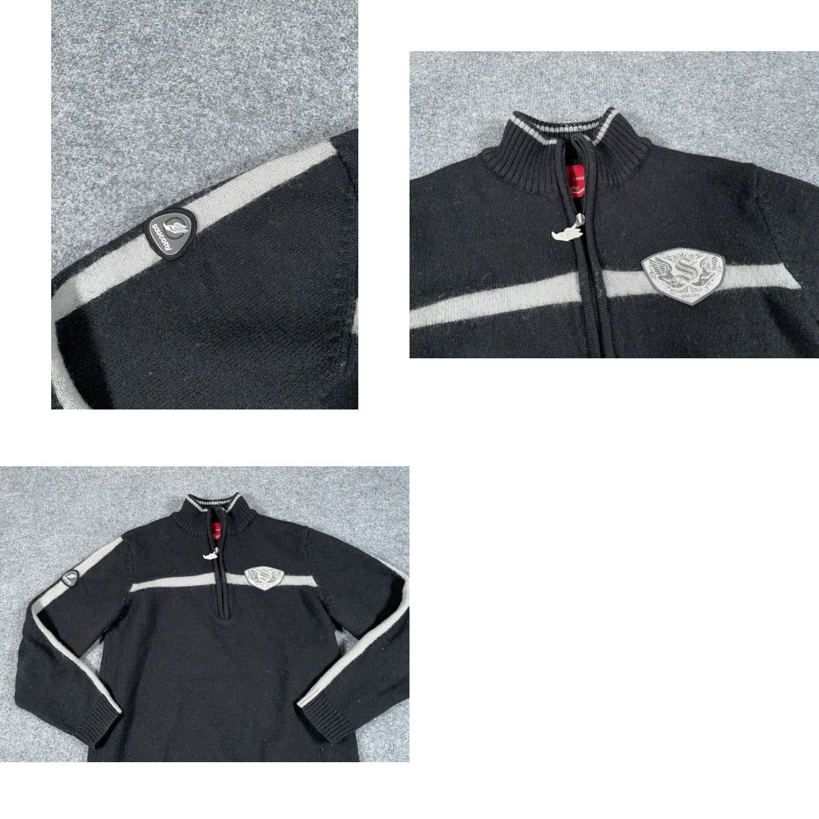 Saucony Saucony 1/4 Zip Sweater Women's Large Black Gray Wool Acrylic Casual Retro Size L / US 10 / IT 46 - 8 Thumbnail