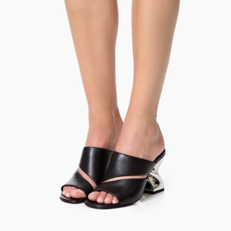 Opening Ceremony Opening Ceremony Black Leather Mules Size US 5 / IT 35 - 1 Thumbnail
