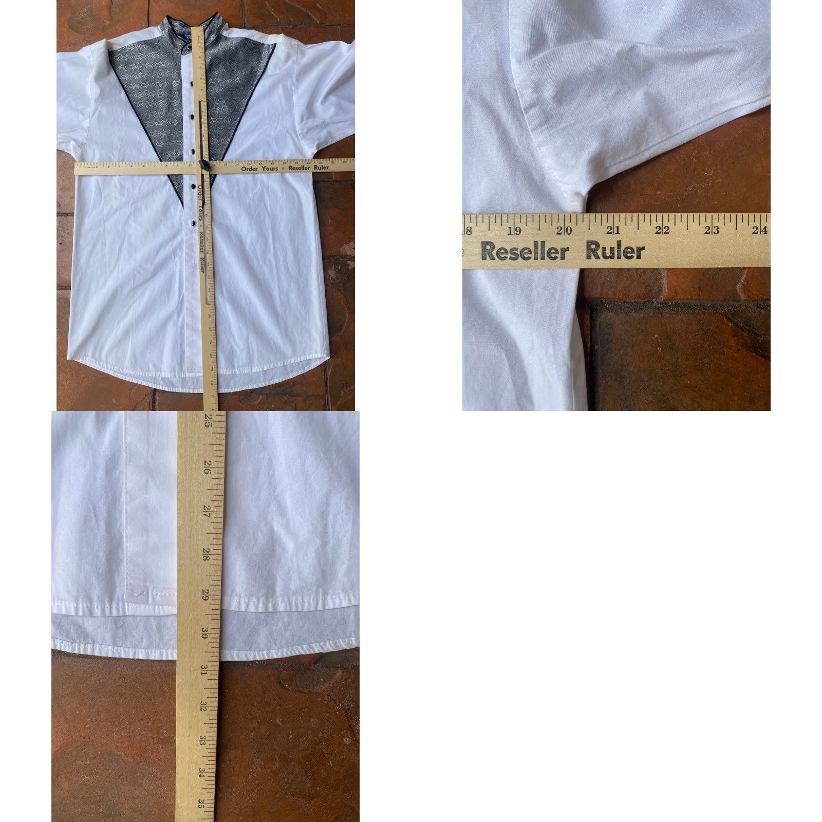 Brooks VINTAGE Brooks & Dunn Western Pearl Button Up Panhandle Slim Shirt LARGE Men's Long Sleeve Button-Down Collar White Cotton Geometric 90s Size US L / EU 52-54 / 3 - 9 Thumbnail
