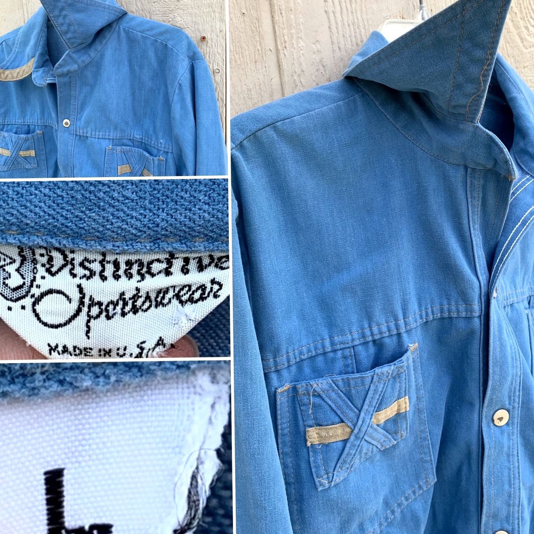 Denime VINTAGE Distinctive Sportswear Denim Jacket Shirt L 70s Blue Shirt Mens/N/A Size US L / EU 52-54 / 3 - 5 Thumbnail